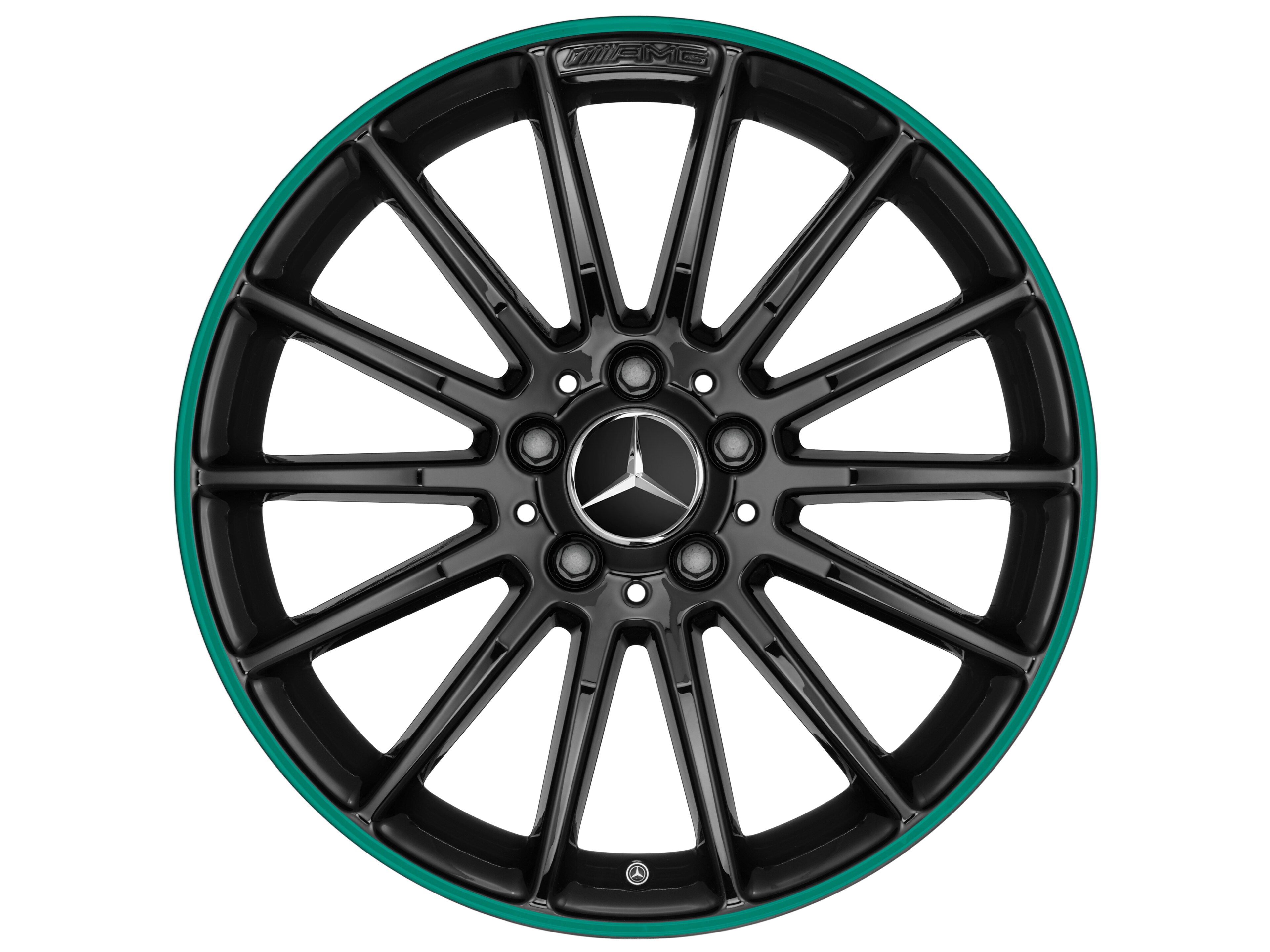 AMG multi-spoke wheel, 45.7 cm (18-inch), Rim flange, painted green - 7,5 J x 18 ET 52, black, glossy