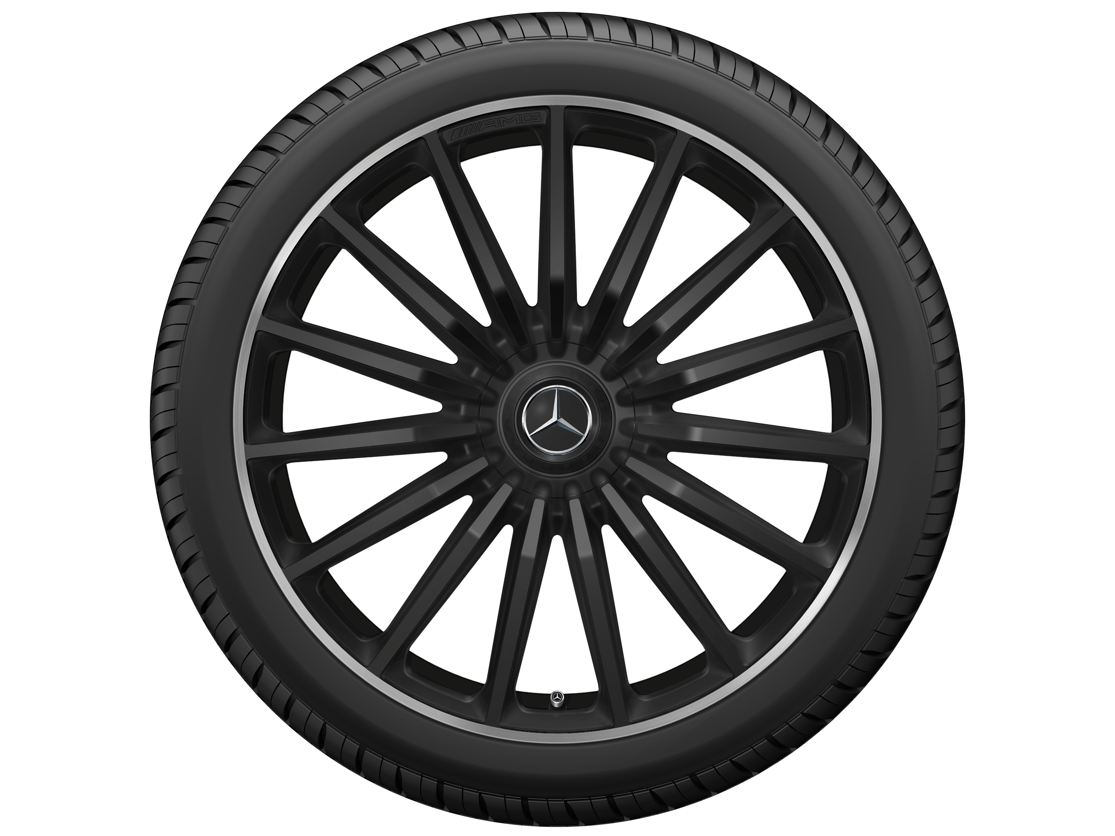 AMG multi-spoke wheel, 55.9 cm (22-inch), High-sheen rim flange - 10 J x 22 ET 45, matt black, high-sheen rim flange