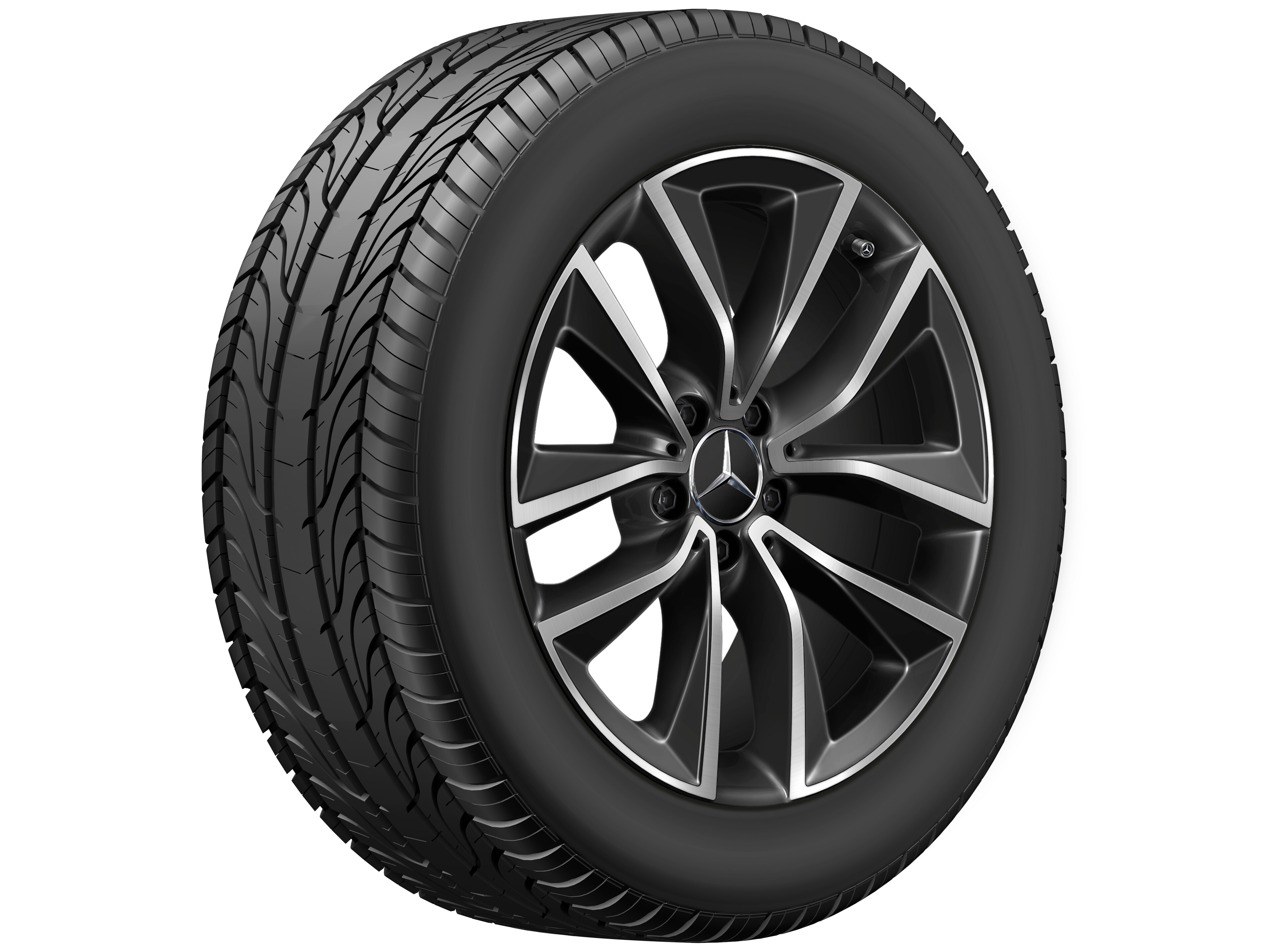 5-twin-spoke wheel, 45.7 cm (18-inch) - 8 J x 18 ET 37, black, high-sheen