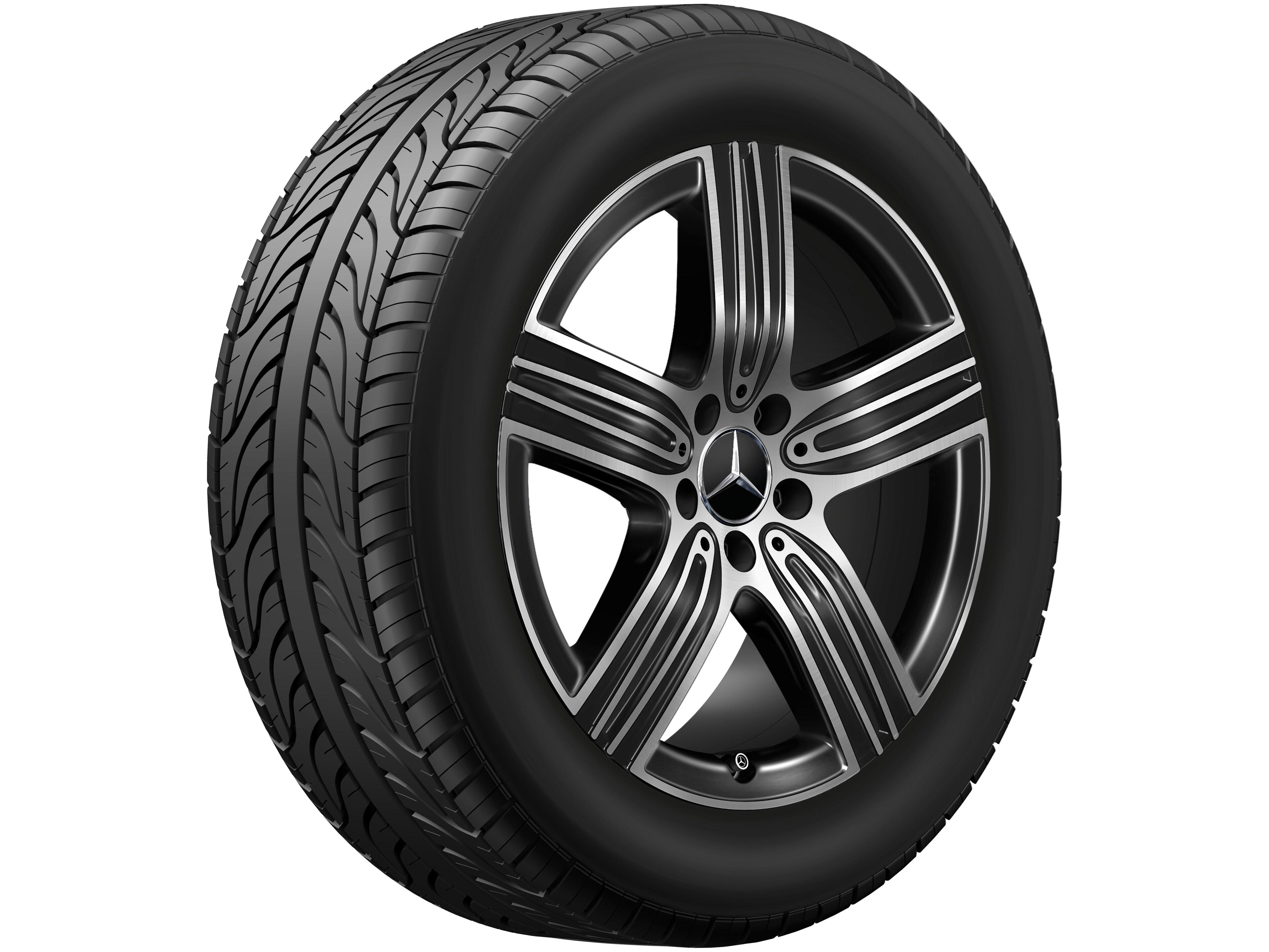 5-spoke wheel, 45.7 cm (18-inch), High-sheen finish, Aerodynamically optimiced - 7,5 J x 18 ET 53, black, high-sheen
