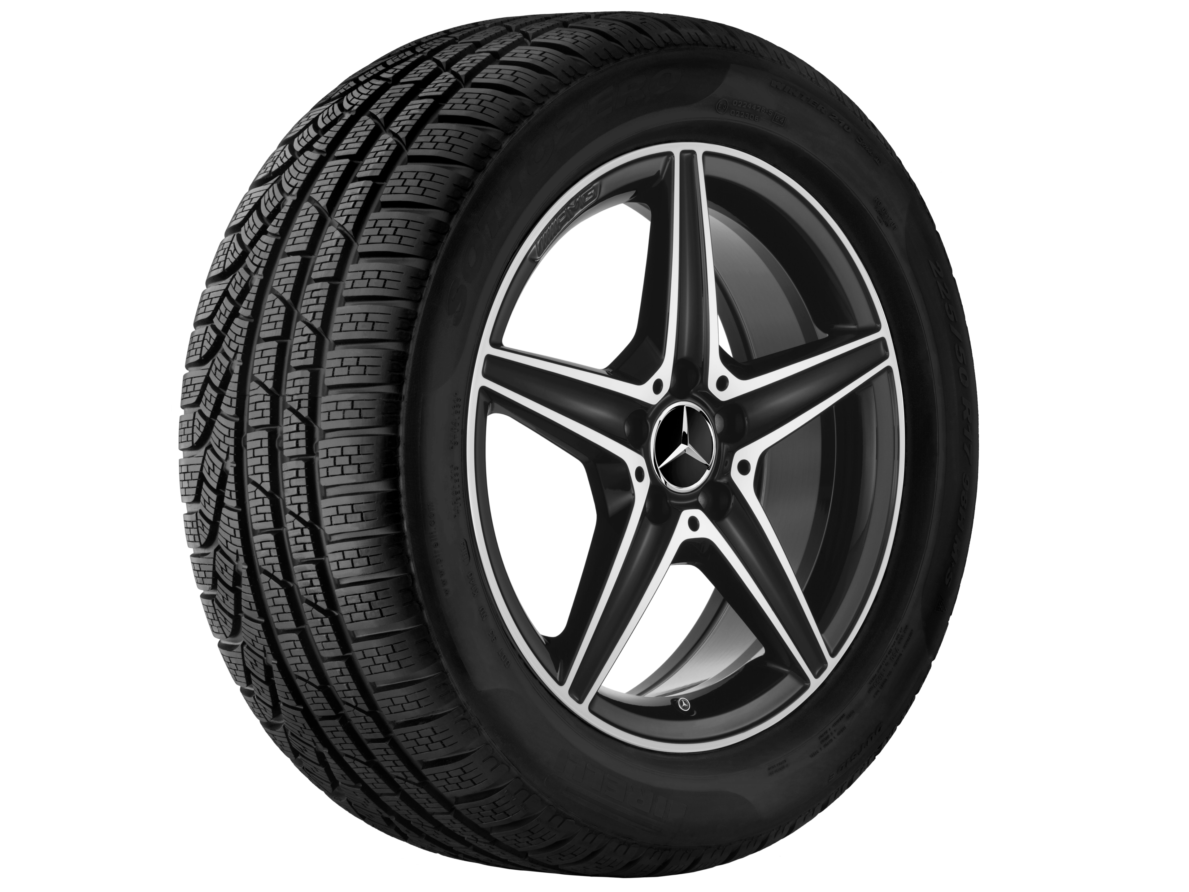 AMG 5-spoke wheel, 45.7 cm (18-inch) - 7,5 J x 18 ET 33, black, high-sheen