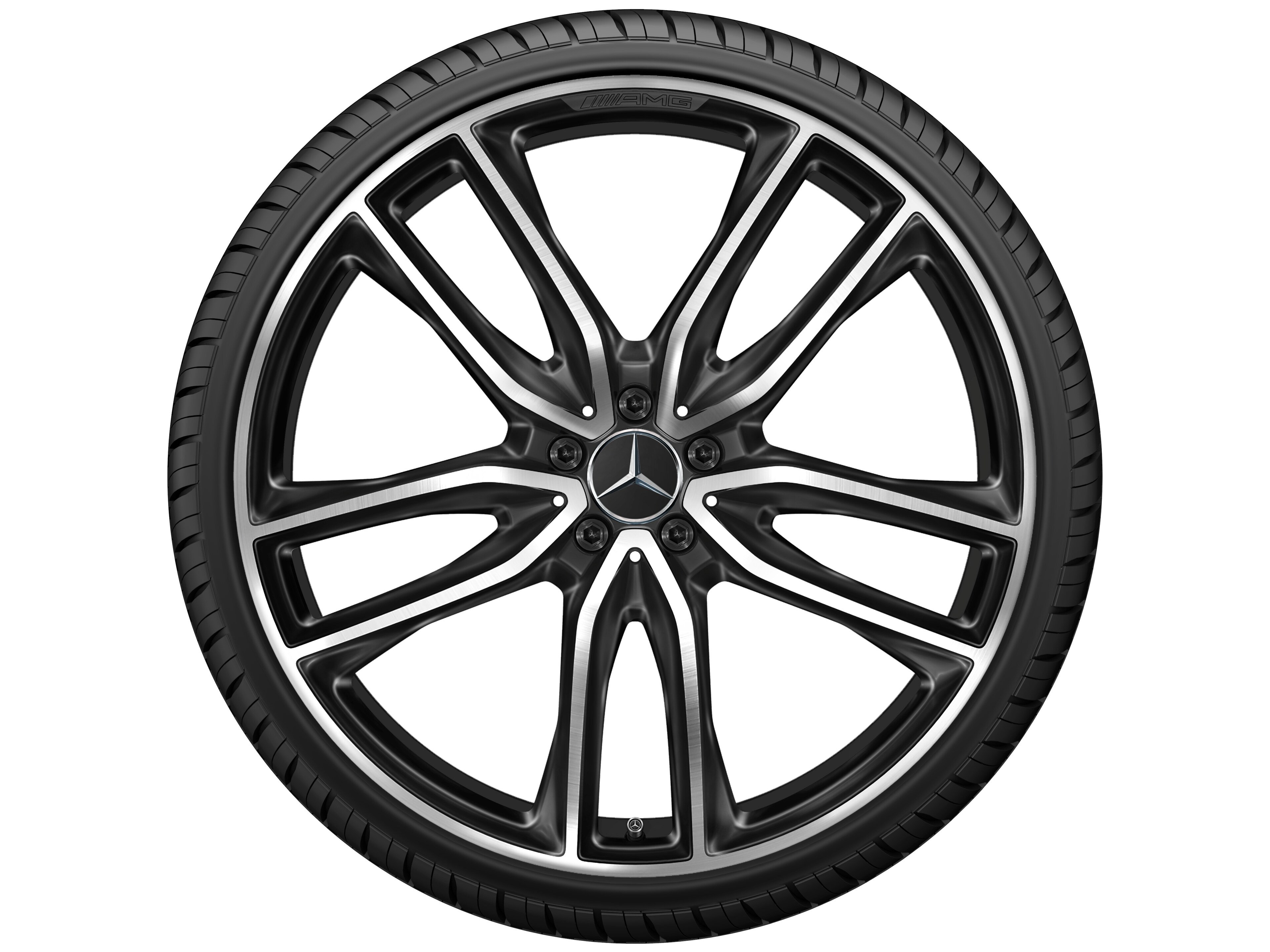AMG 5-twin-spoke wheel, 58.4 cm (23-inch) - 9,5 J x 23 ET 45, black, high-sheen