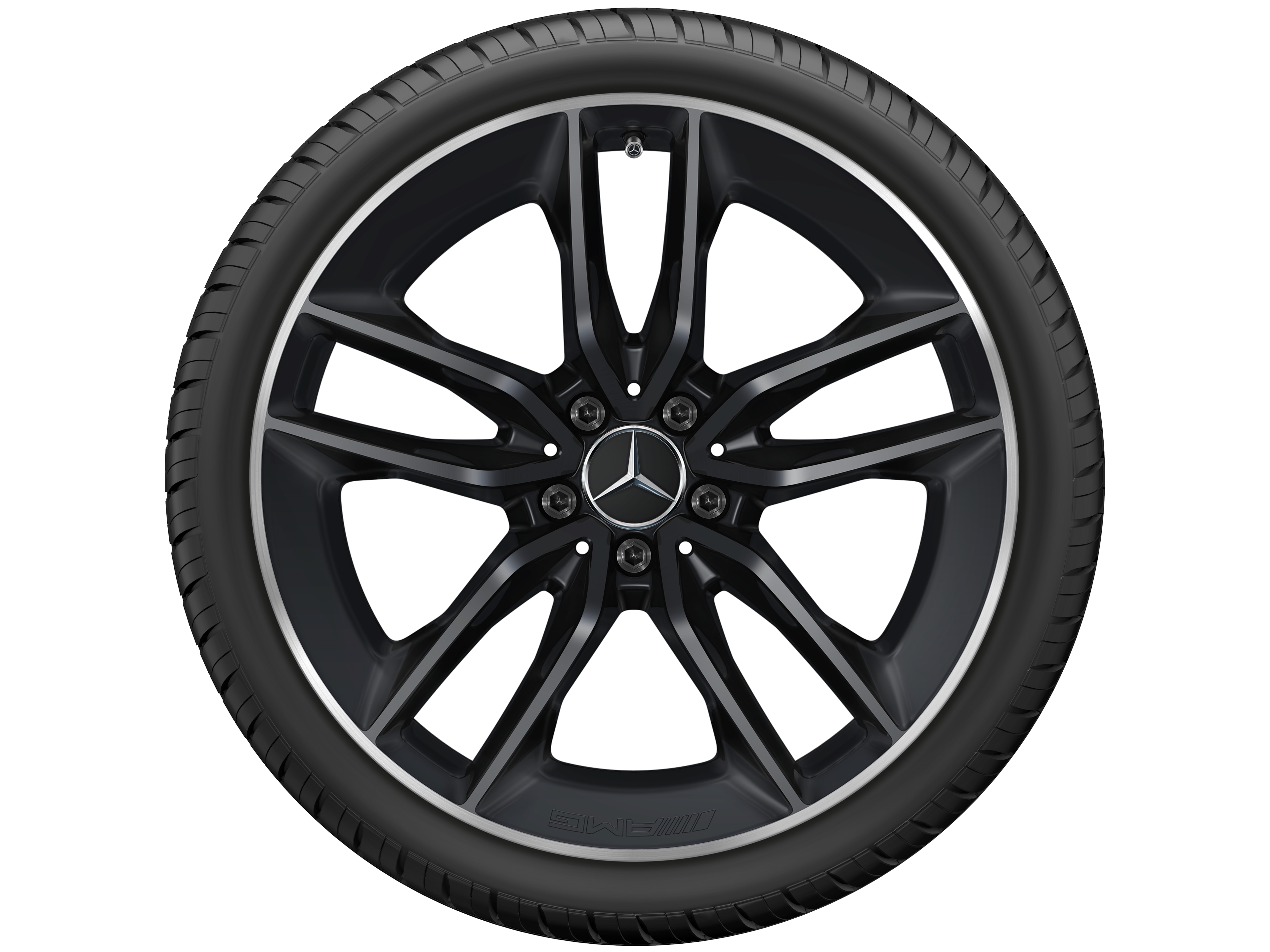 AMG 5-twin-spoke wheel, 50.8 cm (20-inch), High-sheen rim flange - 8 J x 20 ET 10, matt black, high-sheen rim flange