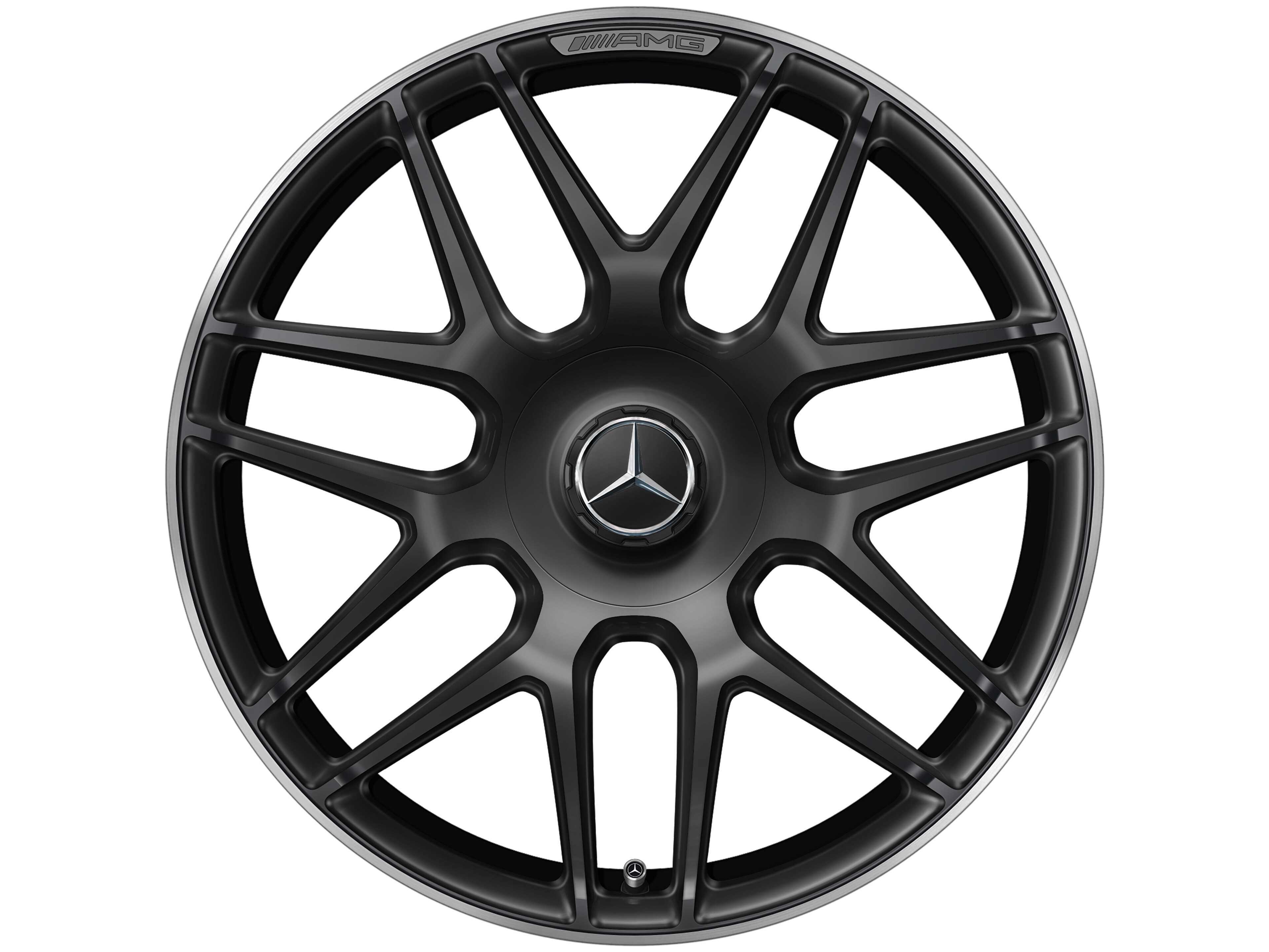 AMG forged wheel in cross-spoke design, 48.3 cm (19-inch), High-sheen rim flange - 8,5 J x 19 ET 46, matt black, high-sheen rim flange