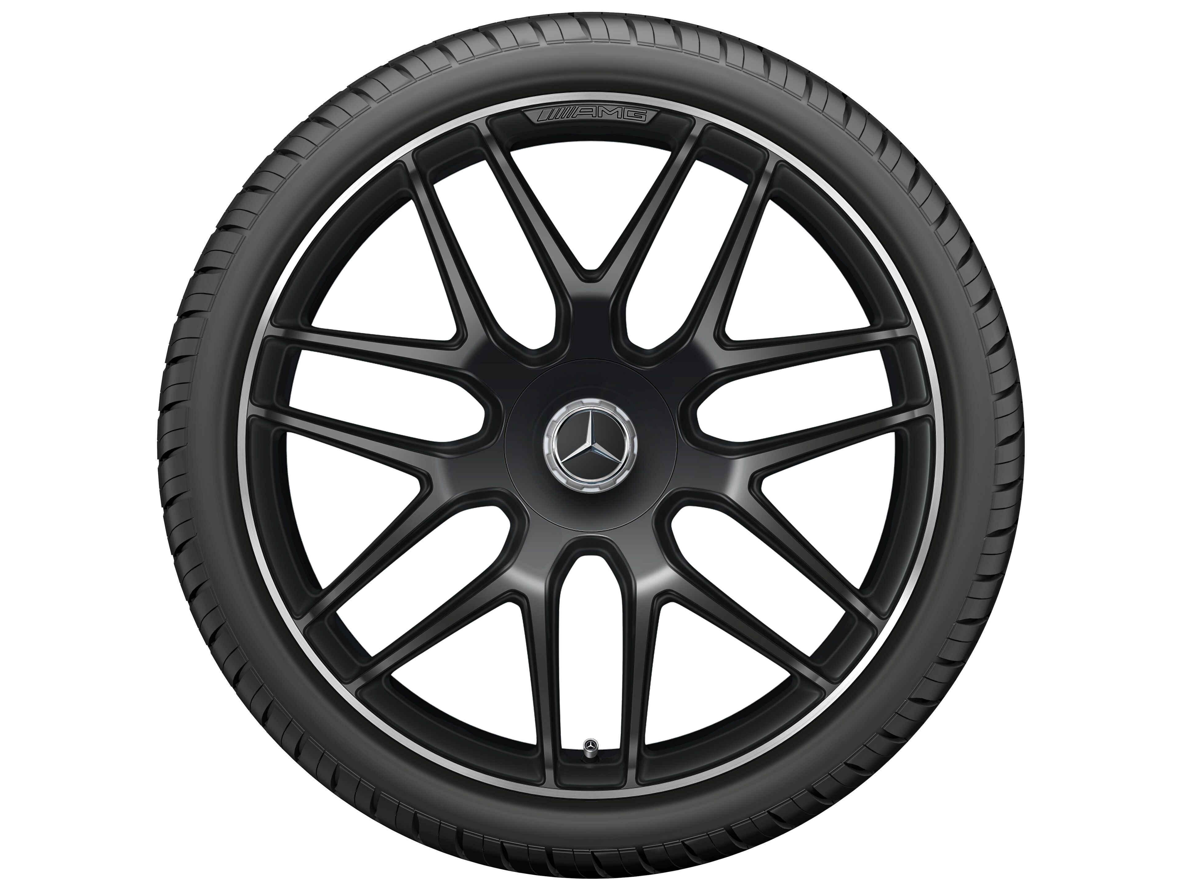 AMG forged wheel in cross-spoke design, 55.9 cm (22-inch), High-sheen rim flange - 11,5 J x 22 ET 53, matt black, high-sheen rim flange