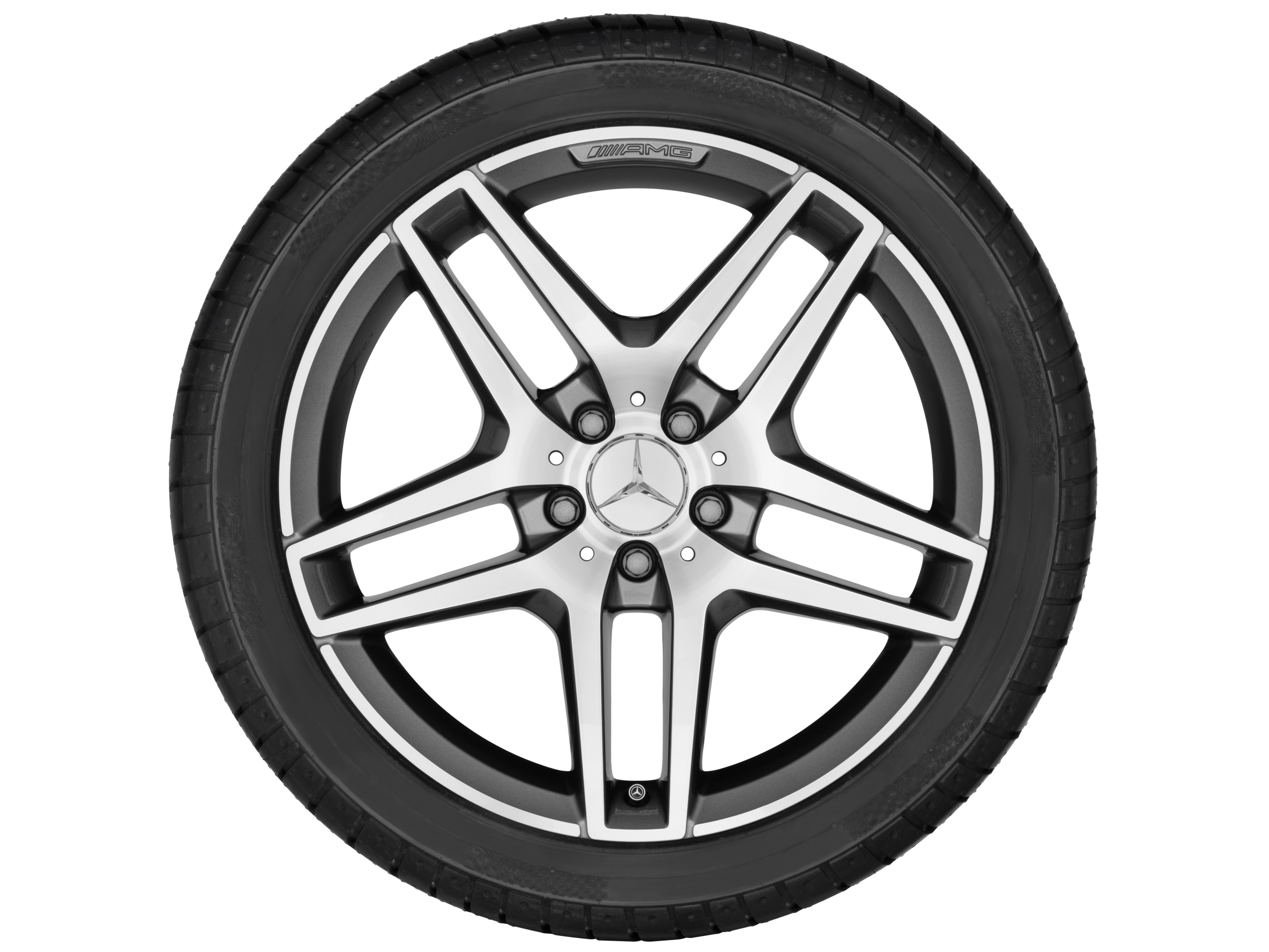 AMG 5-twin-spoke wheel, 48.3 cm (19-inch) - 9,5 J x 19 ET 38, titanium grey, high-sheen