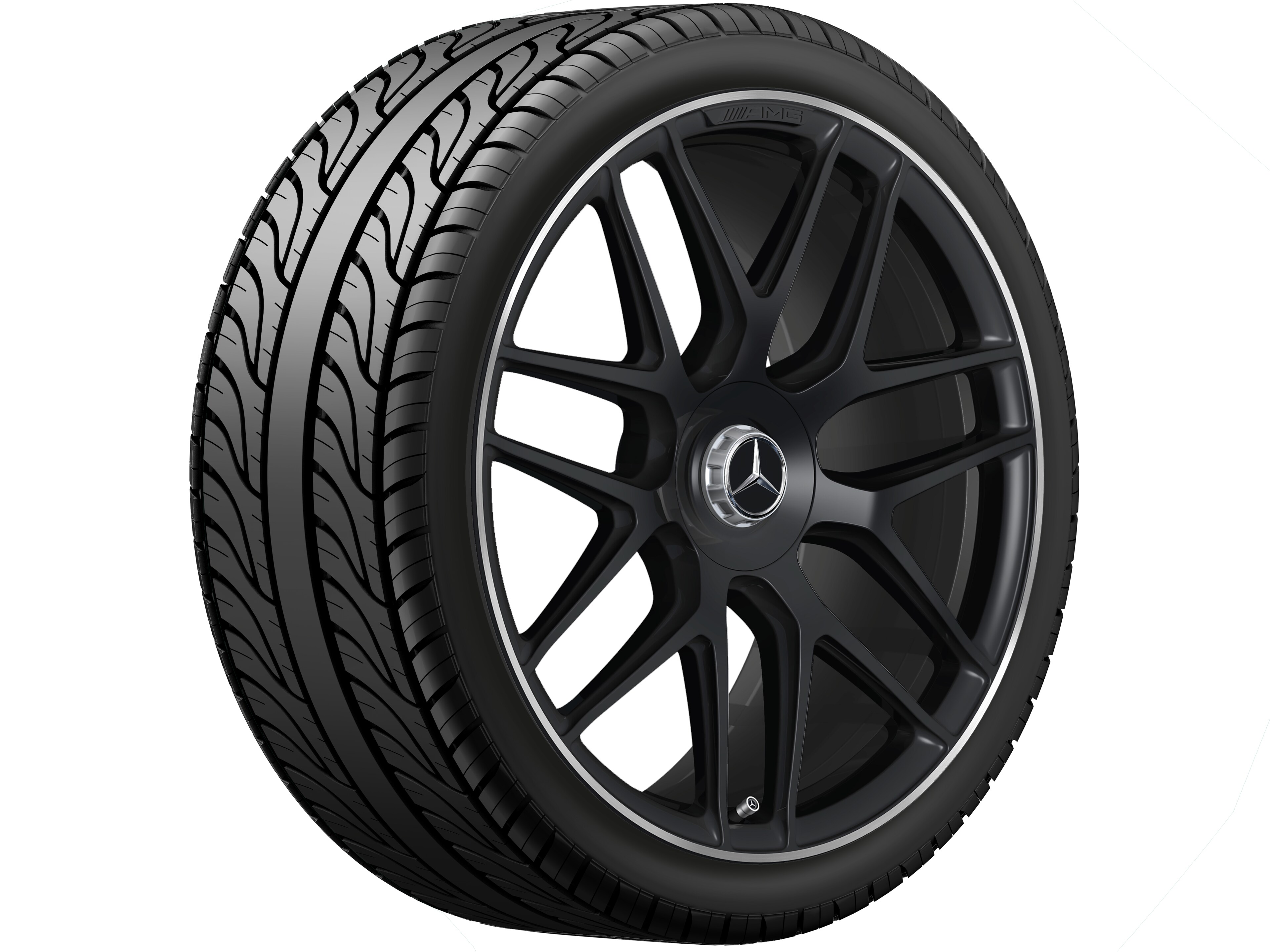 AMG forged wheel in cross-spoke design, 55.9 cm (22-inch), High-sheen rim flange - 11,5 J x 22 ET 53, matt black, high-sheen rim flange
