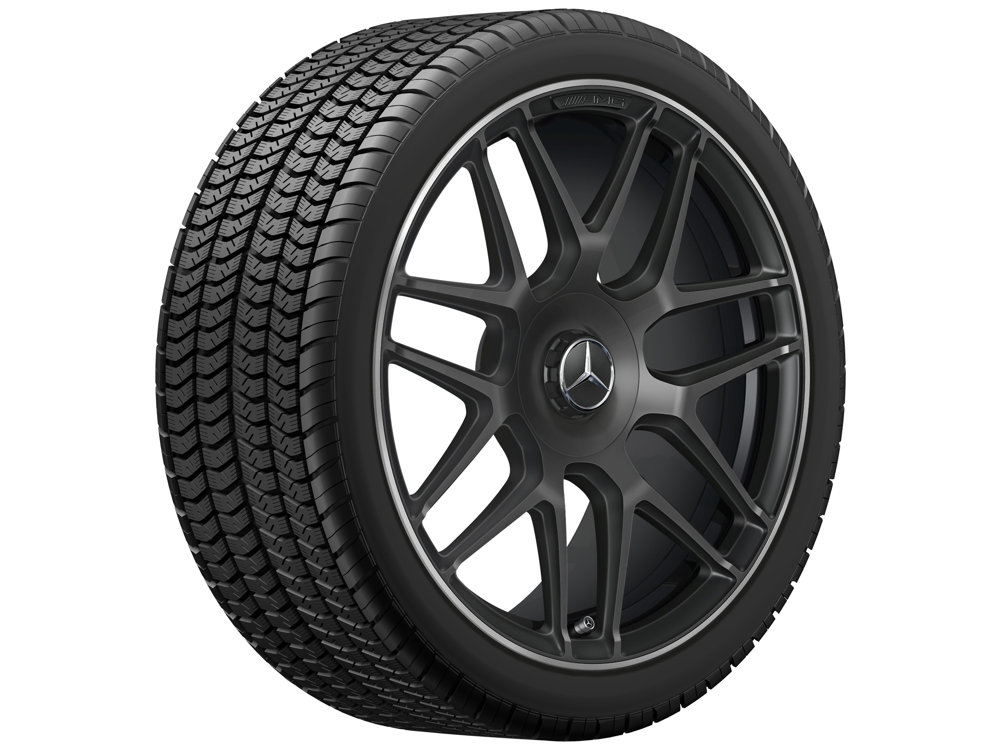 AMG forged wheel in cross-spoke design, 48.3 cm (19-inch), High-sheen rim flange - 8,5 J x 19 ET 46, matt black, high-sheen rim flange
