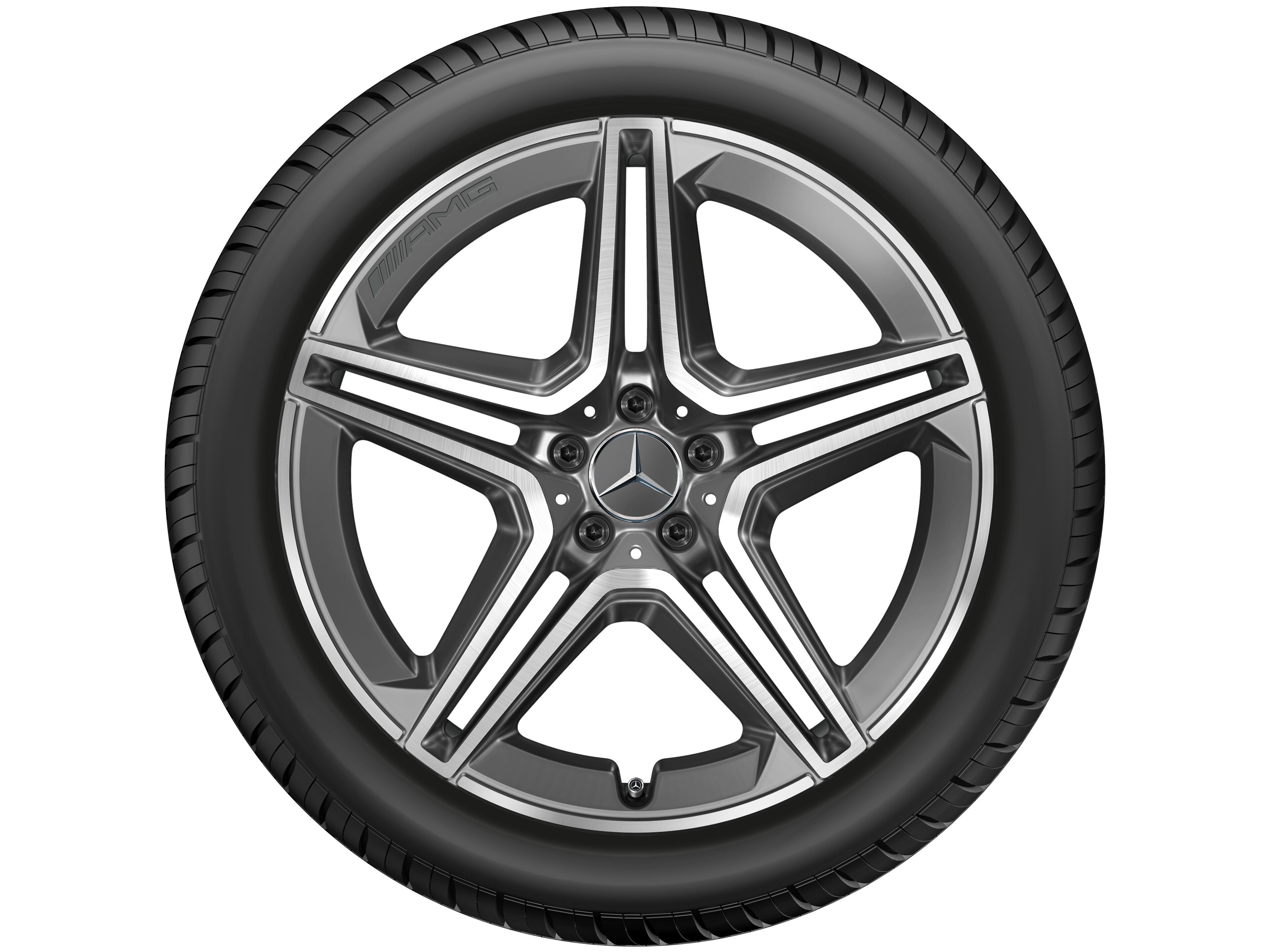 AMG 5-twin-spoke wheel, 53.3 cm (21-inch) - 10 J x 21 ET 44, tantalite grey, high-sheen