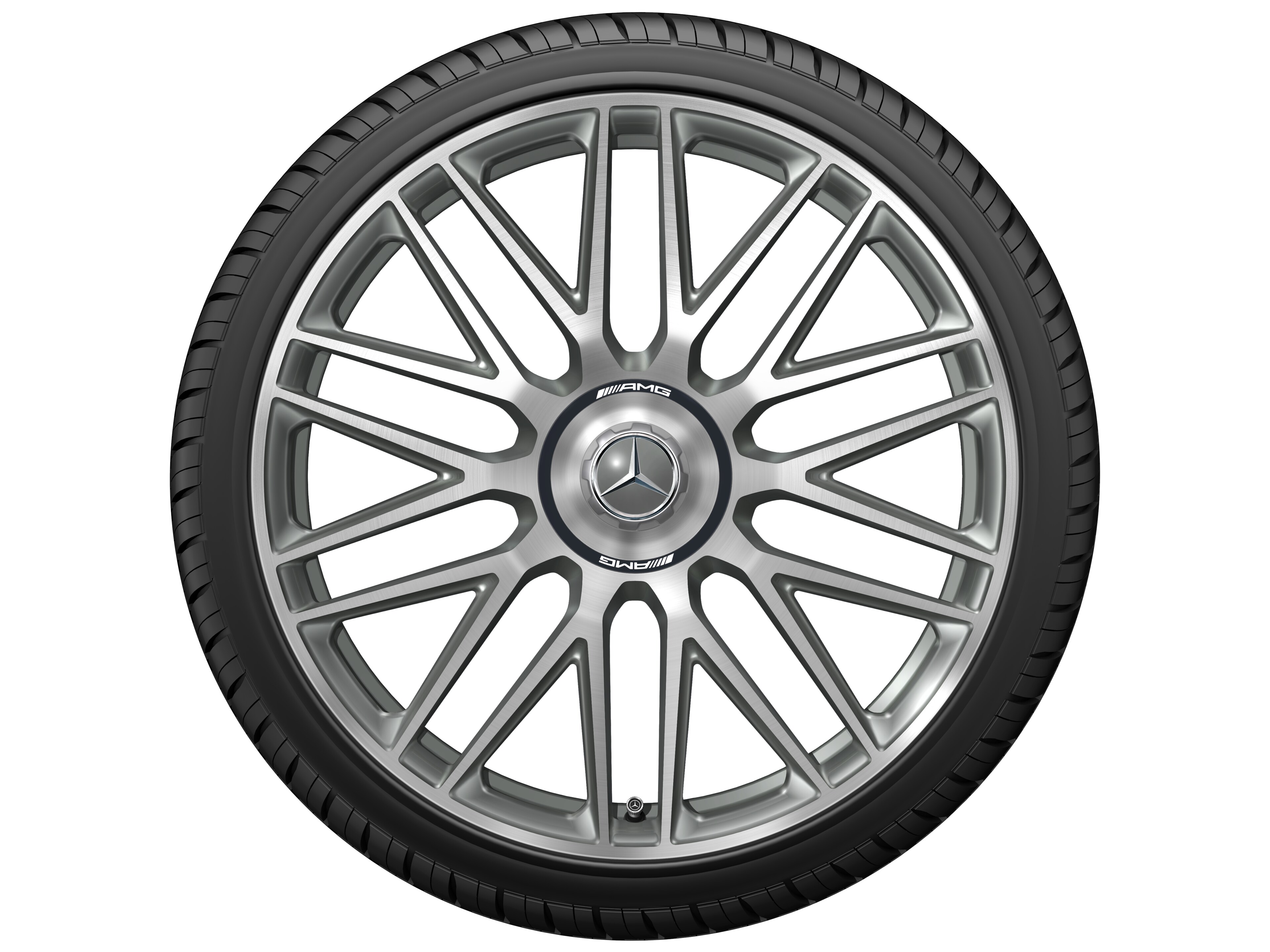AMG forged wheel in 10-spoke design, 53.3 cm (21-inch) - 11 J x 21 ET 67, titanium grey, high-sheen