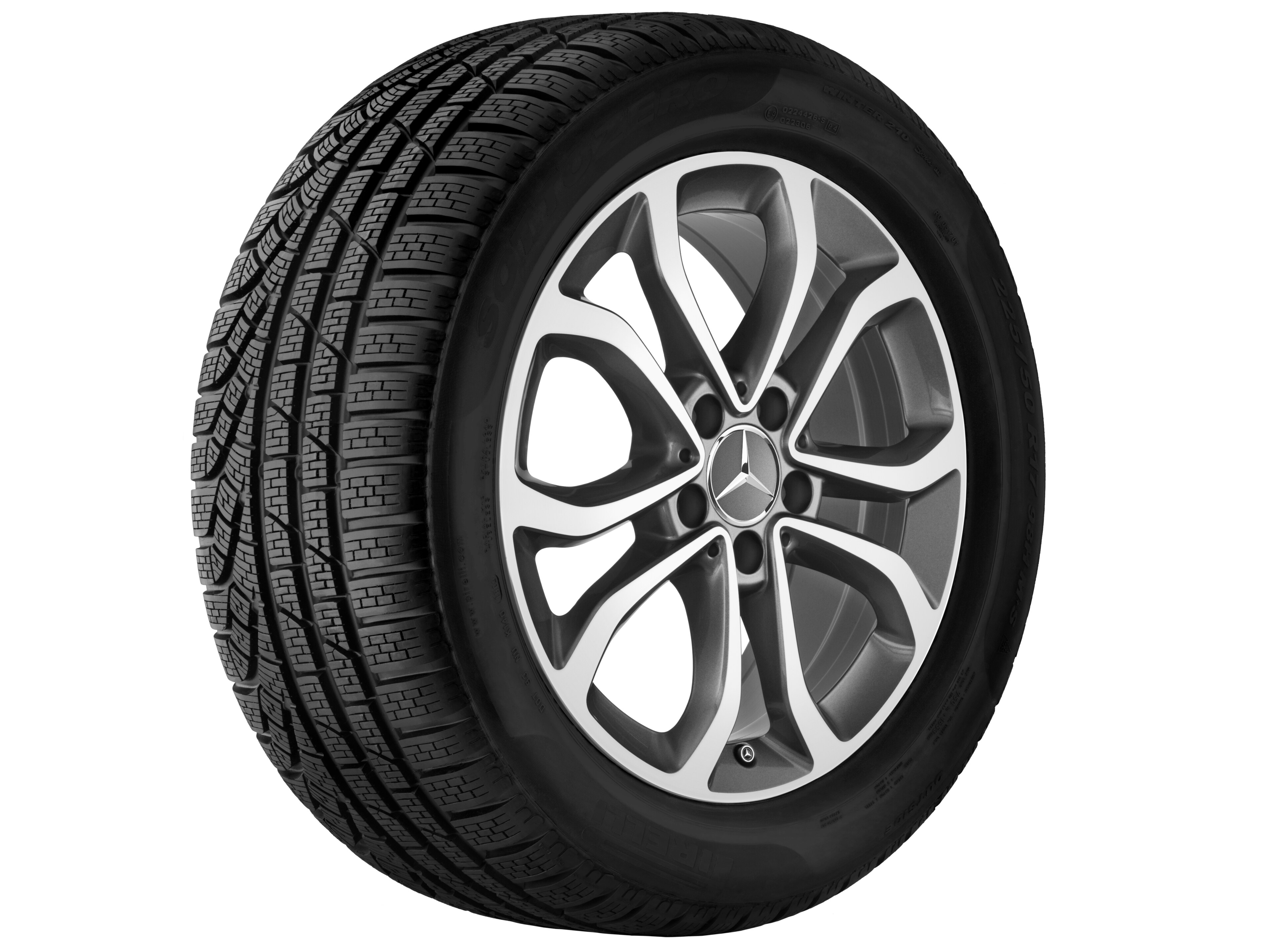 5-twin-spoke wheel, 43.2 cm (17-inch) - 7 J x 17 ET 48,5, himalaya grey, high-sheen