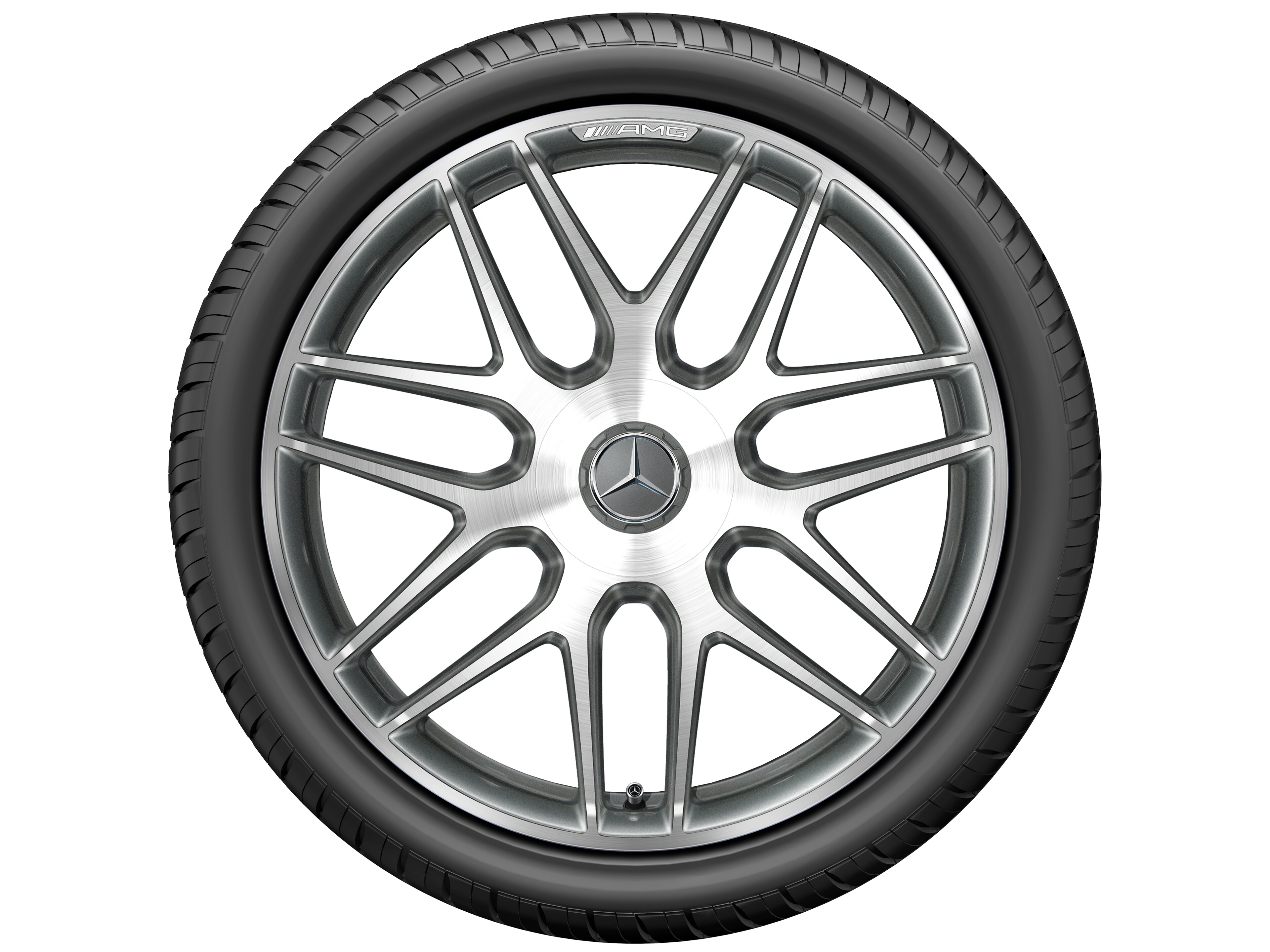 AMG forged wheel in cross-spoke design, 50.8 cm (20-inch) - 9,5 J x 20 ET 25, titanium grey, high-sheen