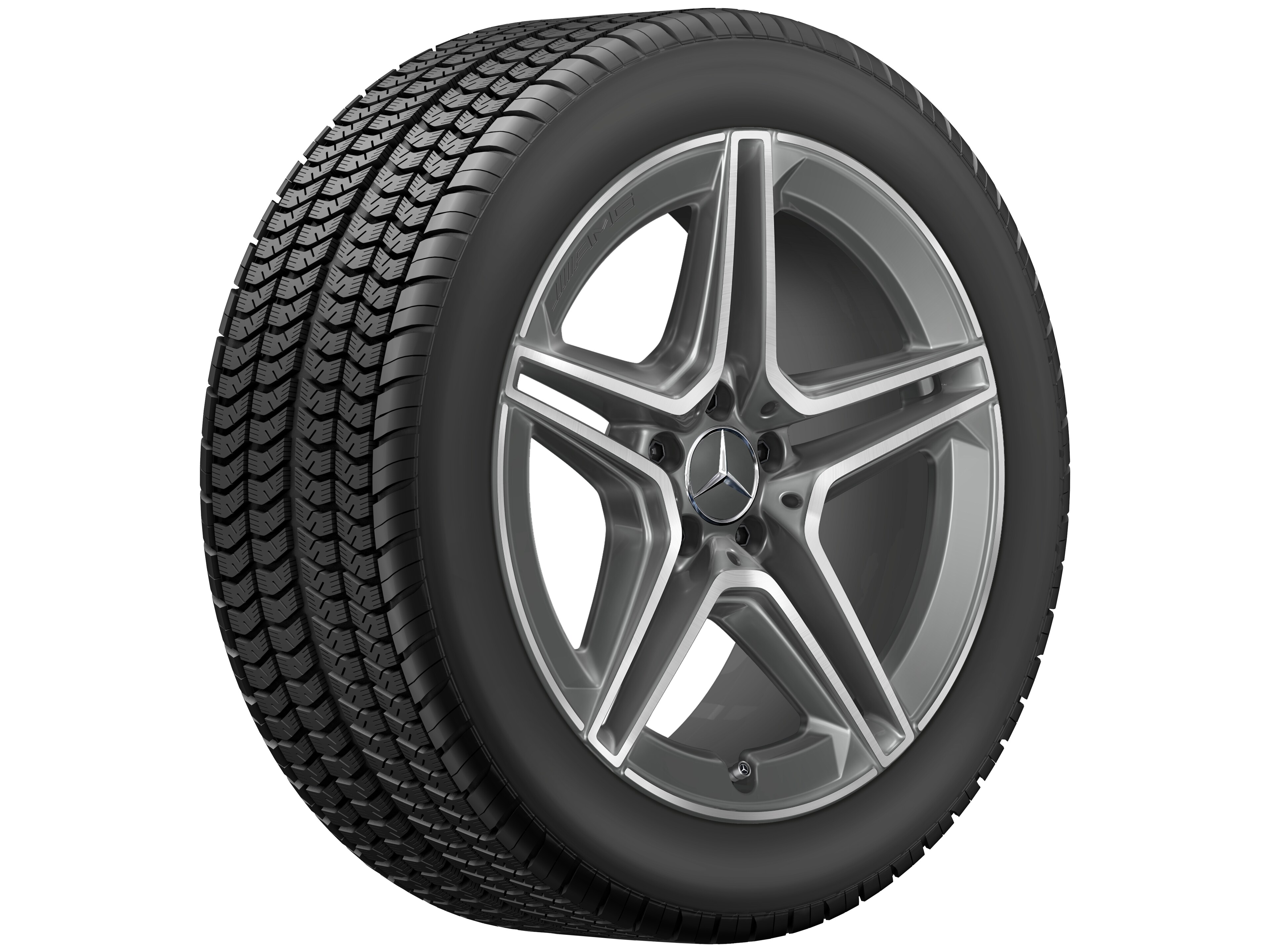 AMG 5-twin-spoke wheel, 48.3 cm (19-inch) - 8,5 J x 19 ET 31,5, tantalite grey, high-sheen