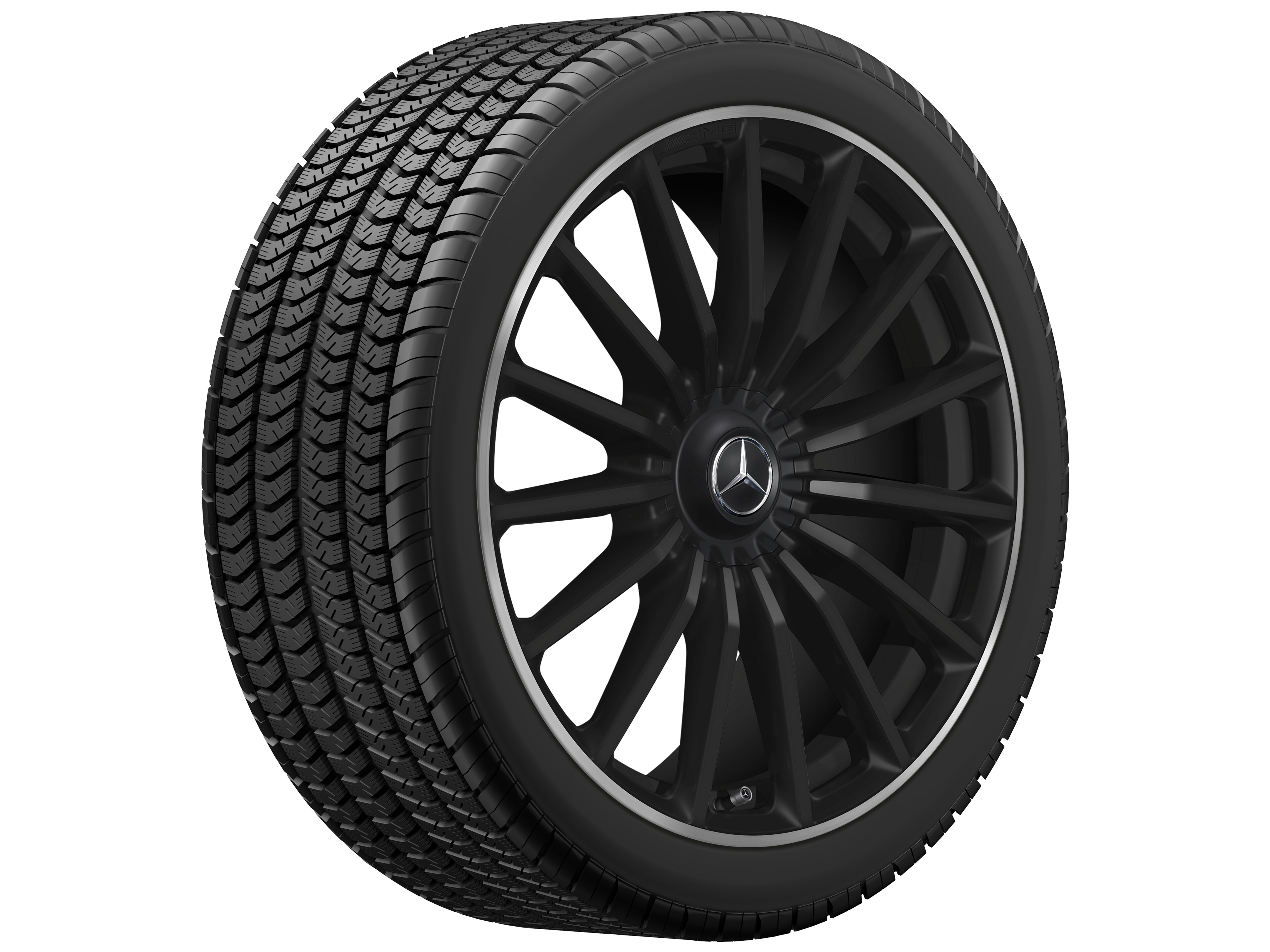 AMG multi-spoke wheel, 55.9 cm (22-inch), High-sheen rim flange - 10 J x 22 ET 45, matt black, high-sheen rim flange