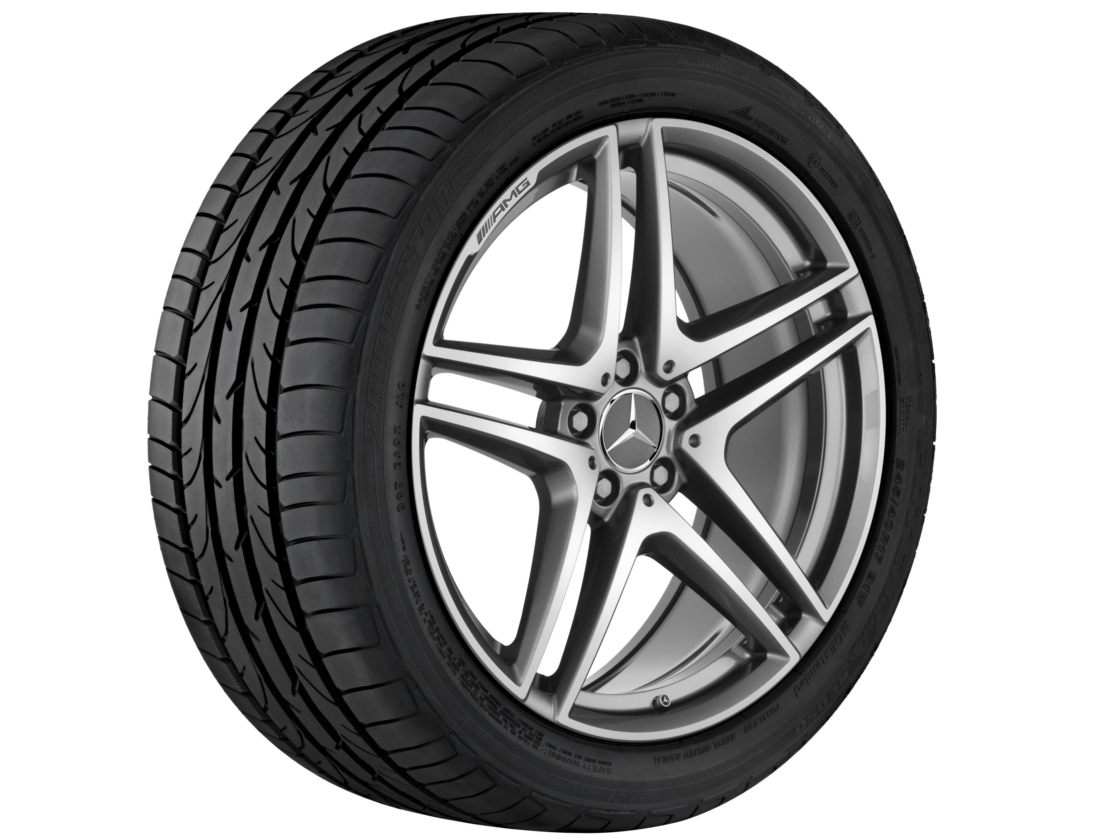 AMG forged wheel in 5-twin-spoke design, 50.8 cm (20-inch) - 8,5 J x 20 ET 39, titanium grey, high-sheen