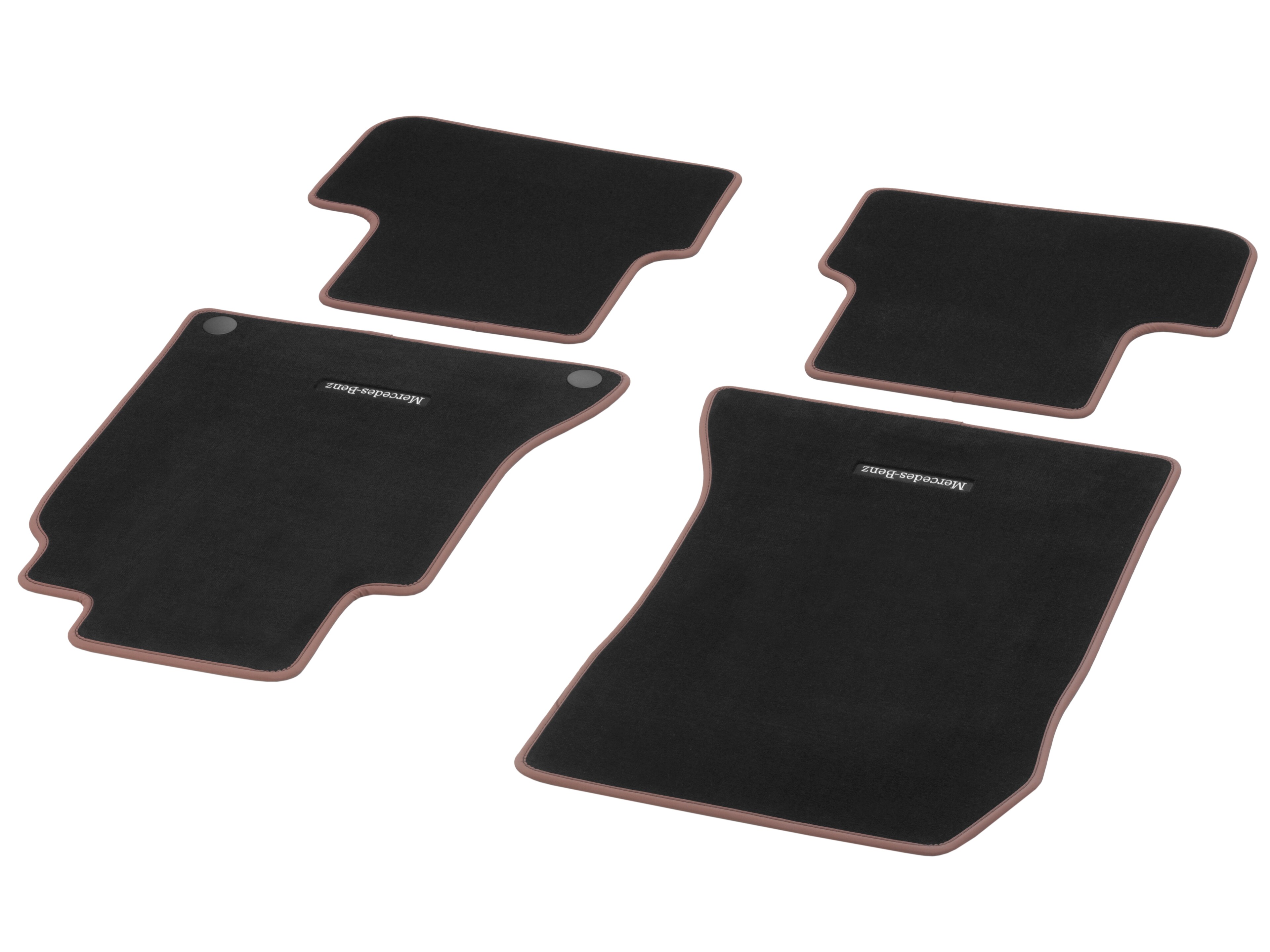 Velour floor mats CLASSIC, Set, Set of 4 - RHD, black / nut brown, Walnut brown edging
