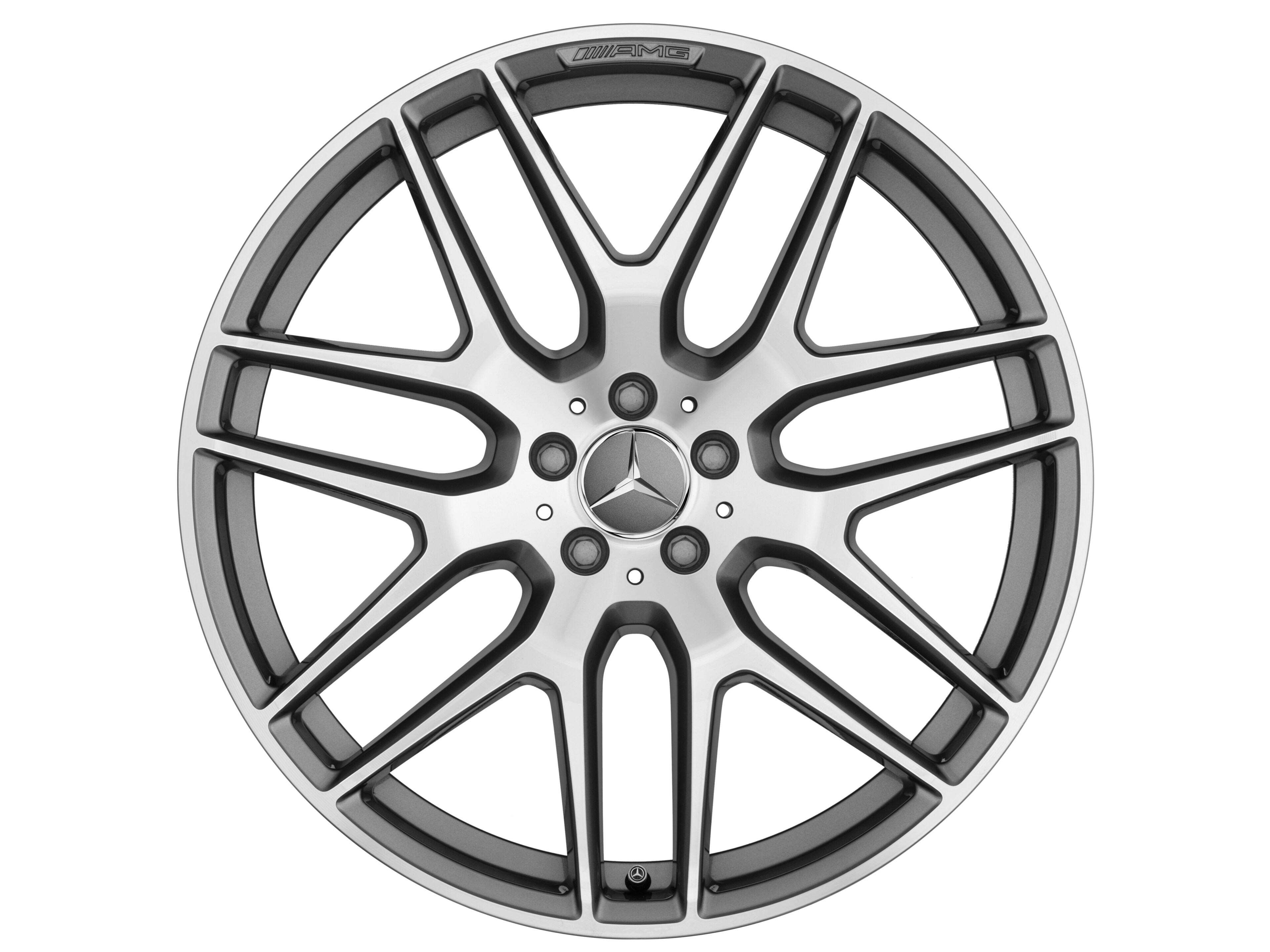 AMG light-alloy wheel, in cross-spoke design, 55.9 cm (22-inch) - 10 J x 22 ET 56, titanium grey, high-sheen