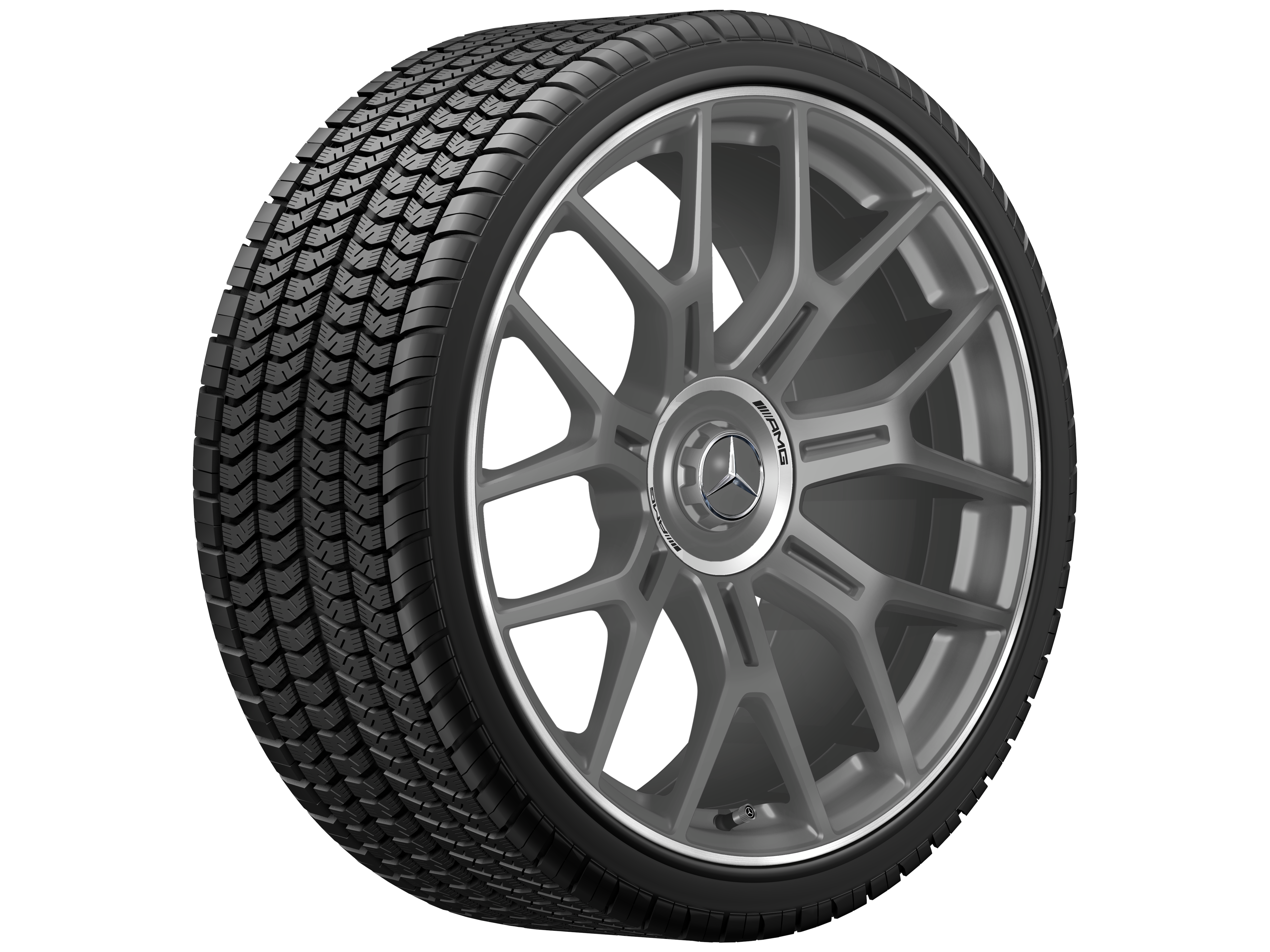 AMG forged wheel in cross-spoke design, 53.3 cm (21-inch), High-sheen rim flange - 9,5 J x 21 ET 32, matt titanium grey, high-sheen rim flange