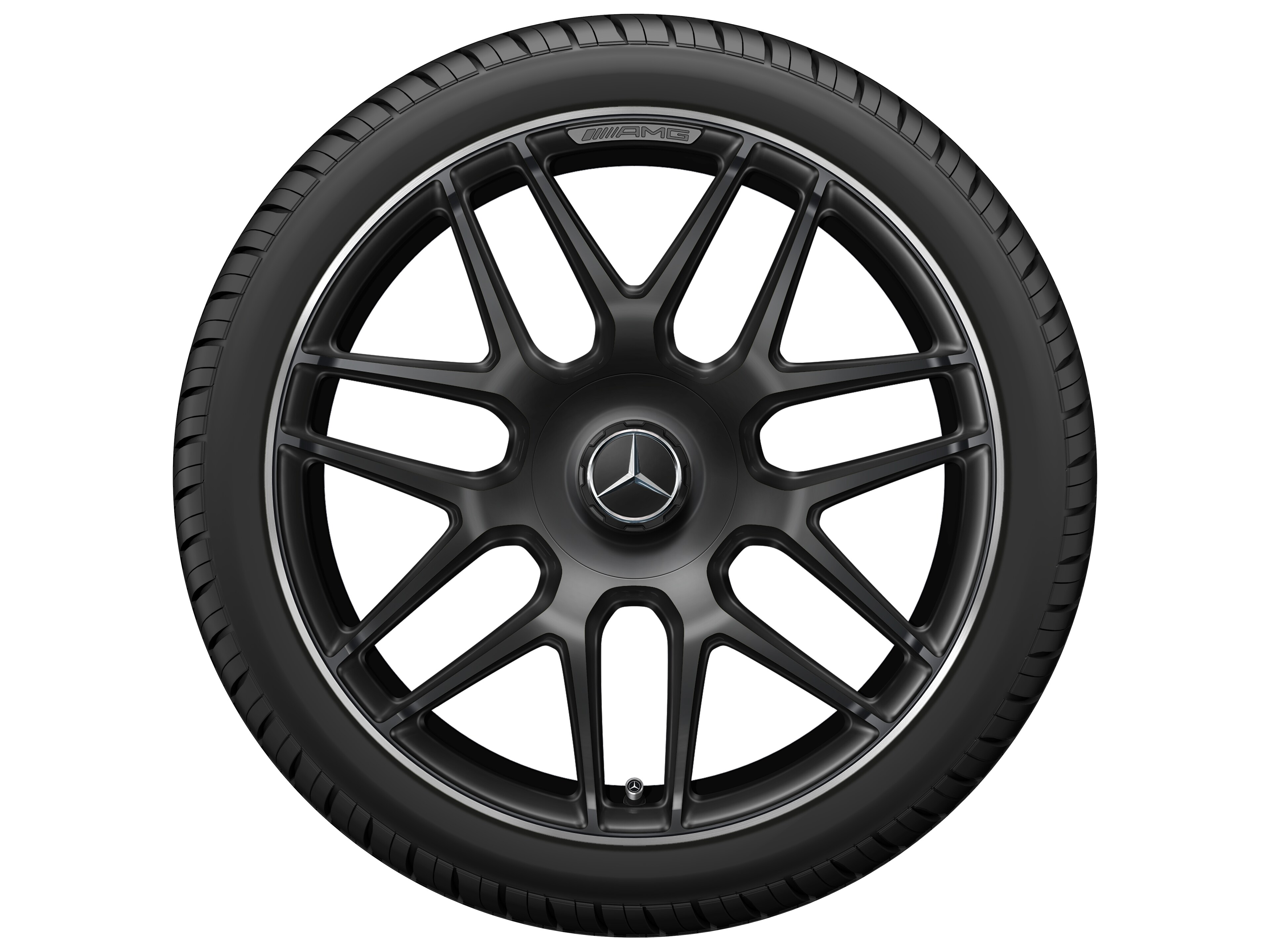 AMG forged wheel in cross-spoke design, 48.3 cm (19-inch), High-sheen rim flange - 8,5 J x 19 ET 46, matt black, high-sheen rim flange