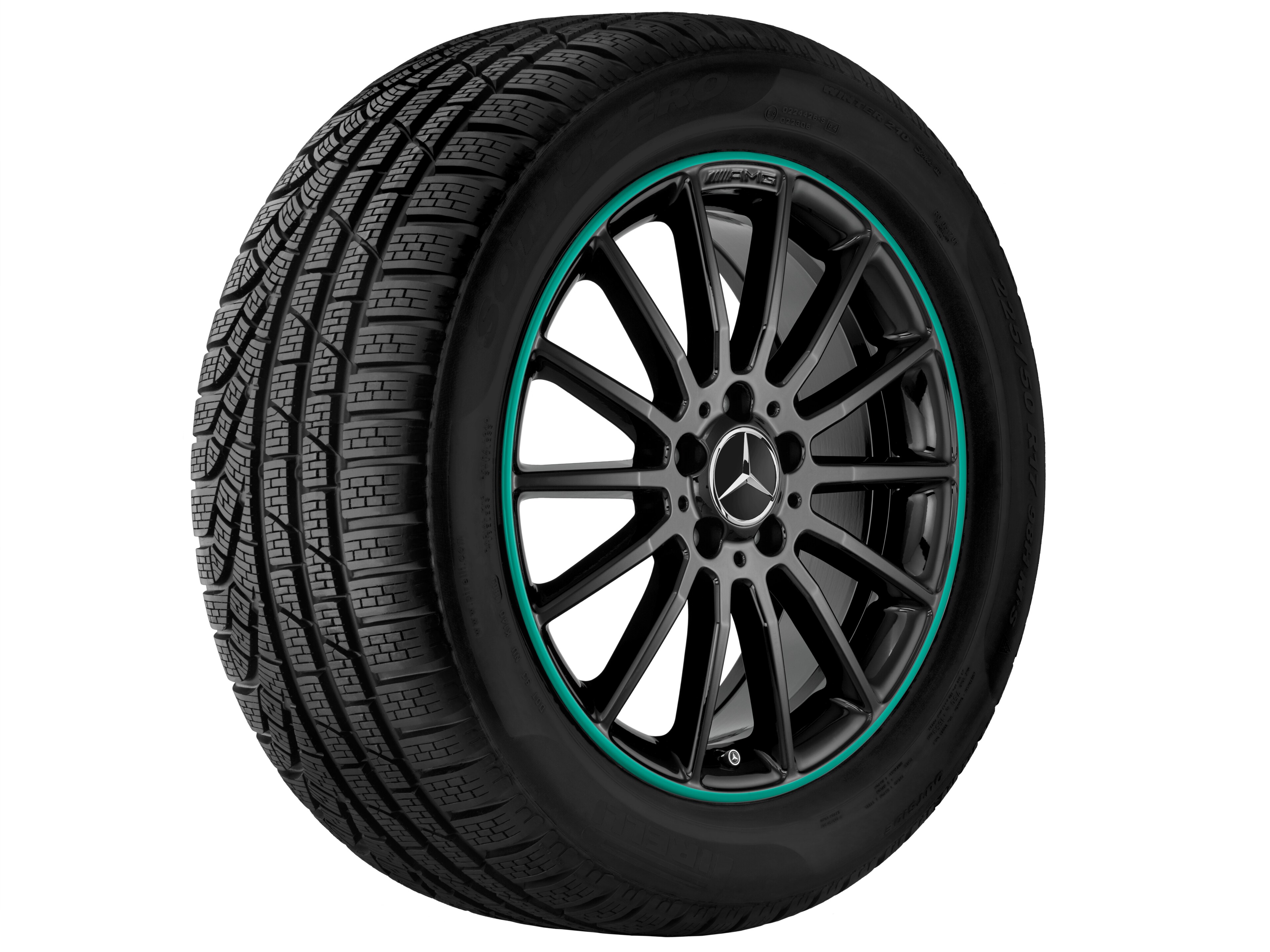 AMG multi-spoke wheel, 45.7 cm (18-inch), Rim flange, painted green - 7,5 J x 18 ET 52, black, glossy