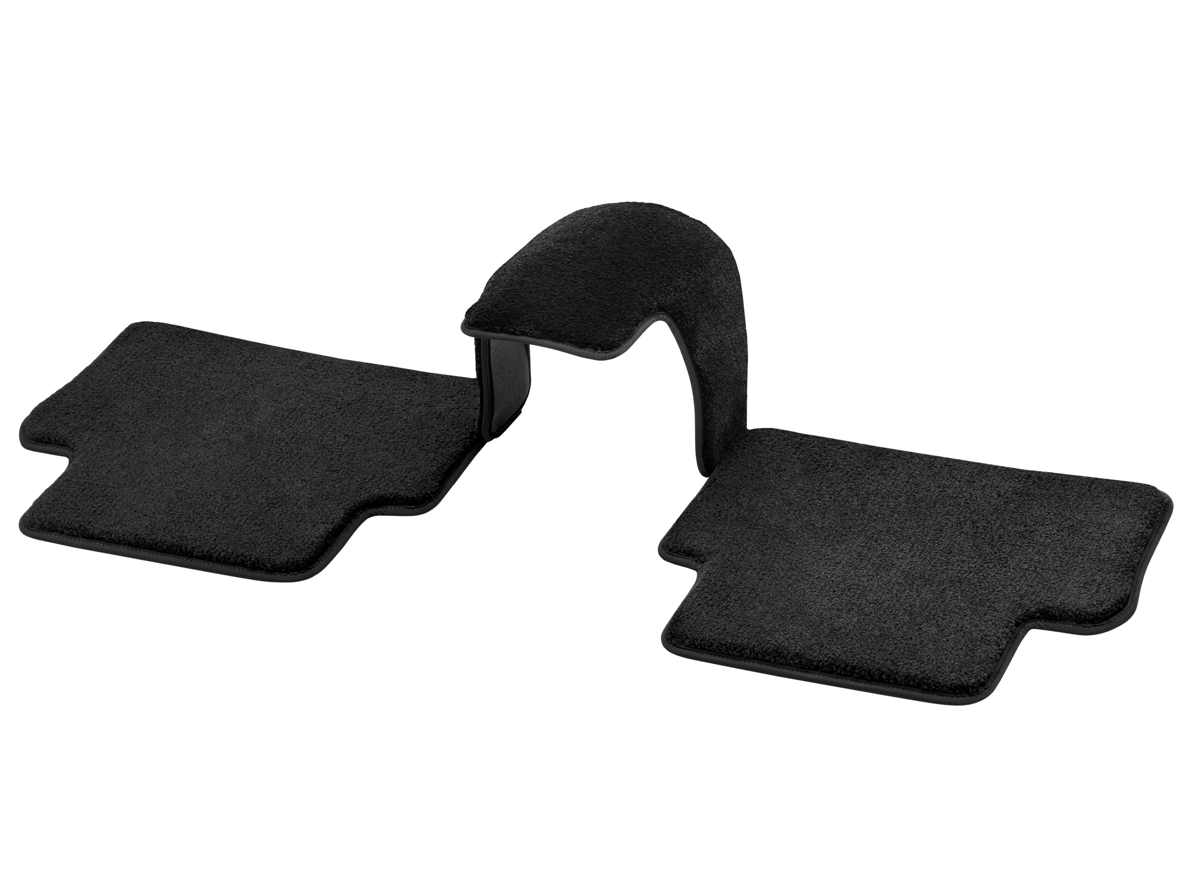 Velour floor mats EXCLUSIVE, Rear, with transmission tunnel mat, Set of 3 - LHD/RHD, black