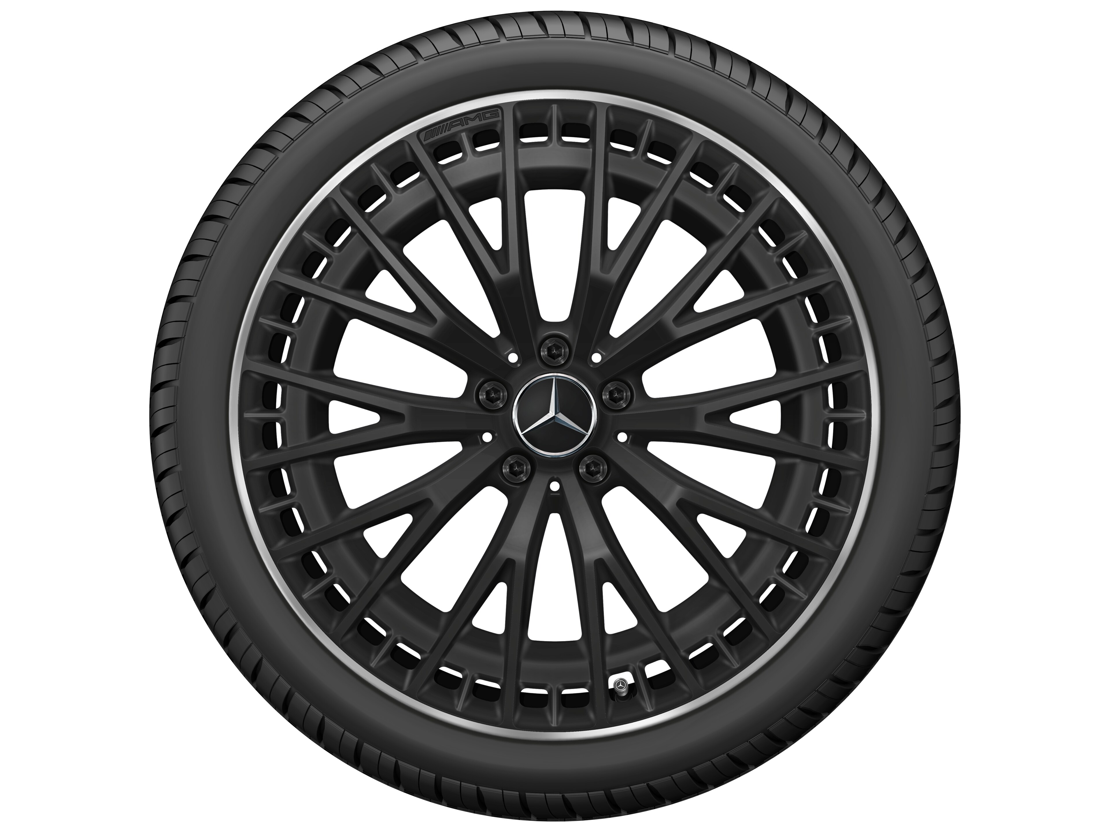 AMG multi-spoke wheel, 53.3 cm (21-inch), High-sheen rim flange - 9,5 J x 21 ET 32, matt black, high-sheen rim flange