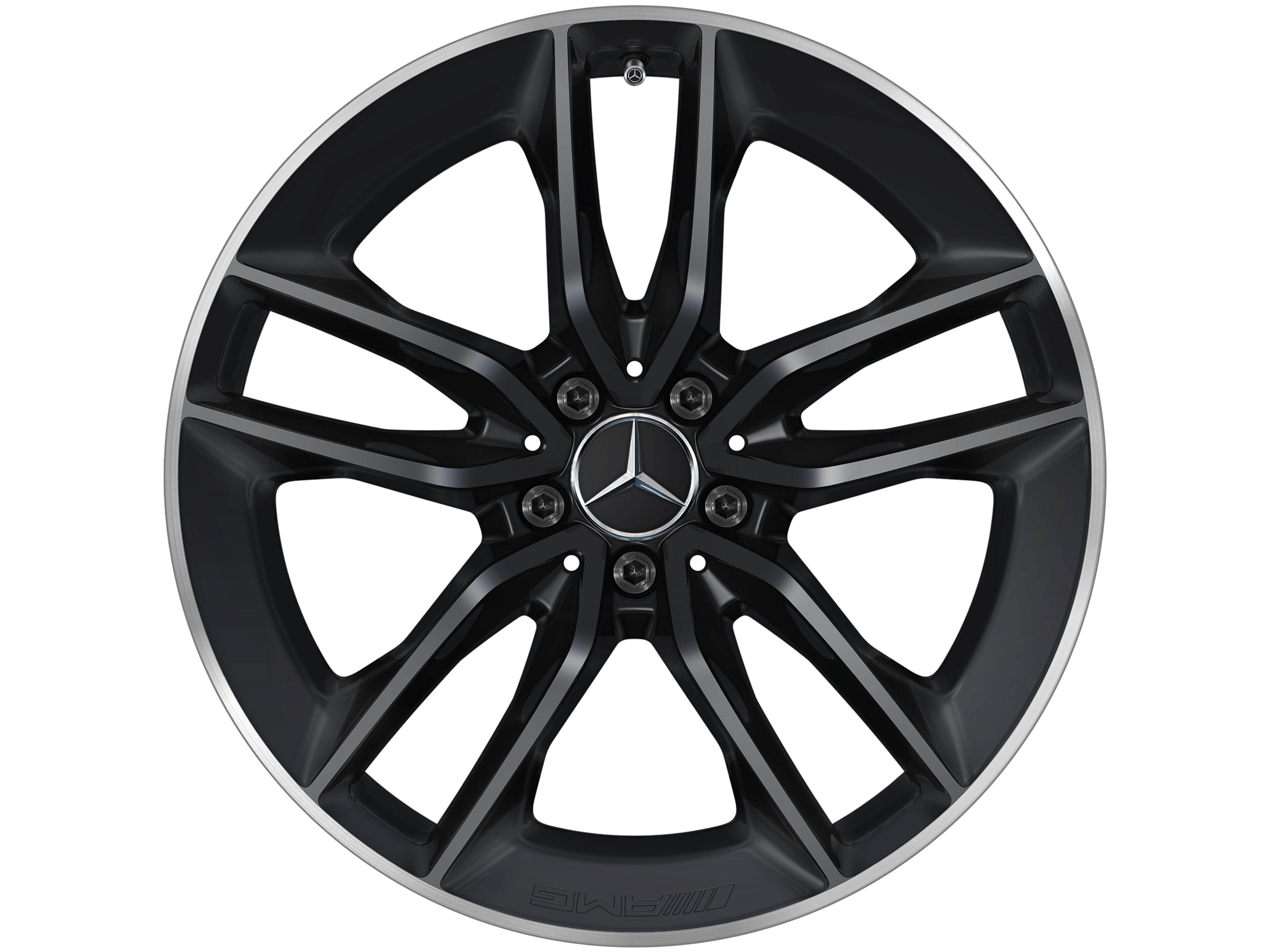 AMG 5-twin-spoke wheel, 50.8 cm (20-inch), High-sheen rim flange - 8 J x 20 ET 10, matt black, high-sheen rim flange