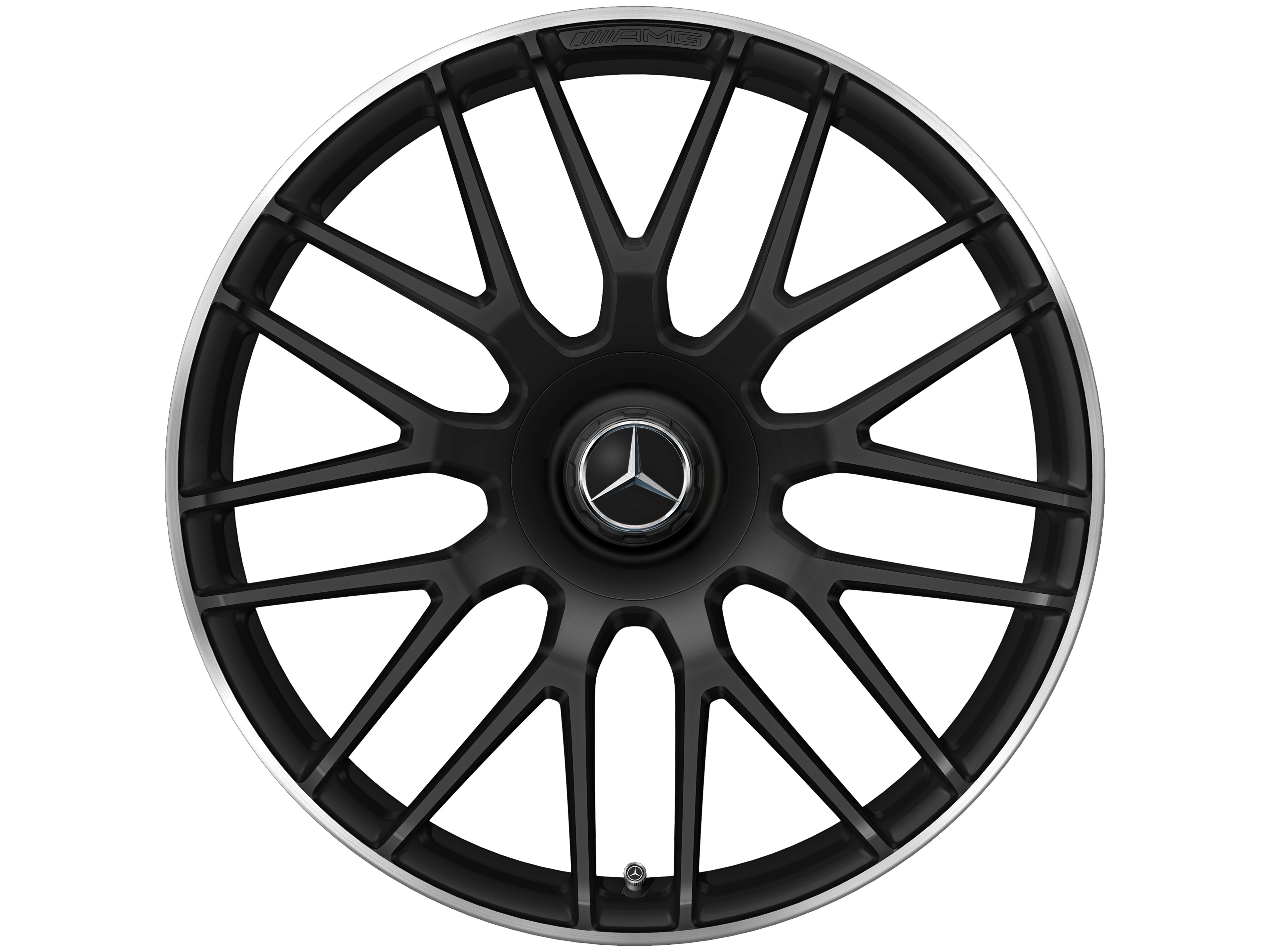 AMG forged wheel in cross-spoke design, 50.8 cm (20-inch), High-sheen rim flange - 11 J x 20 ET 68, matt black