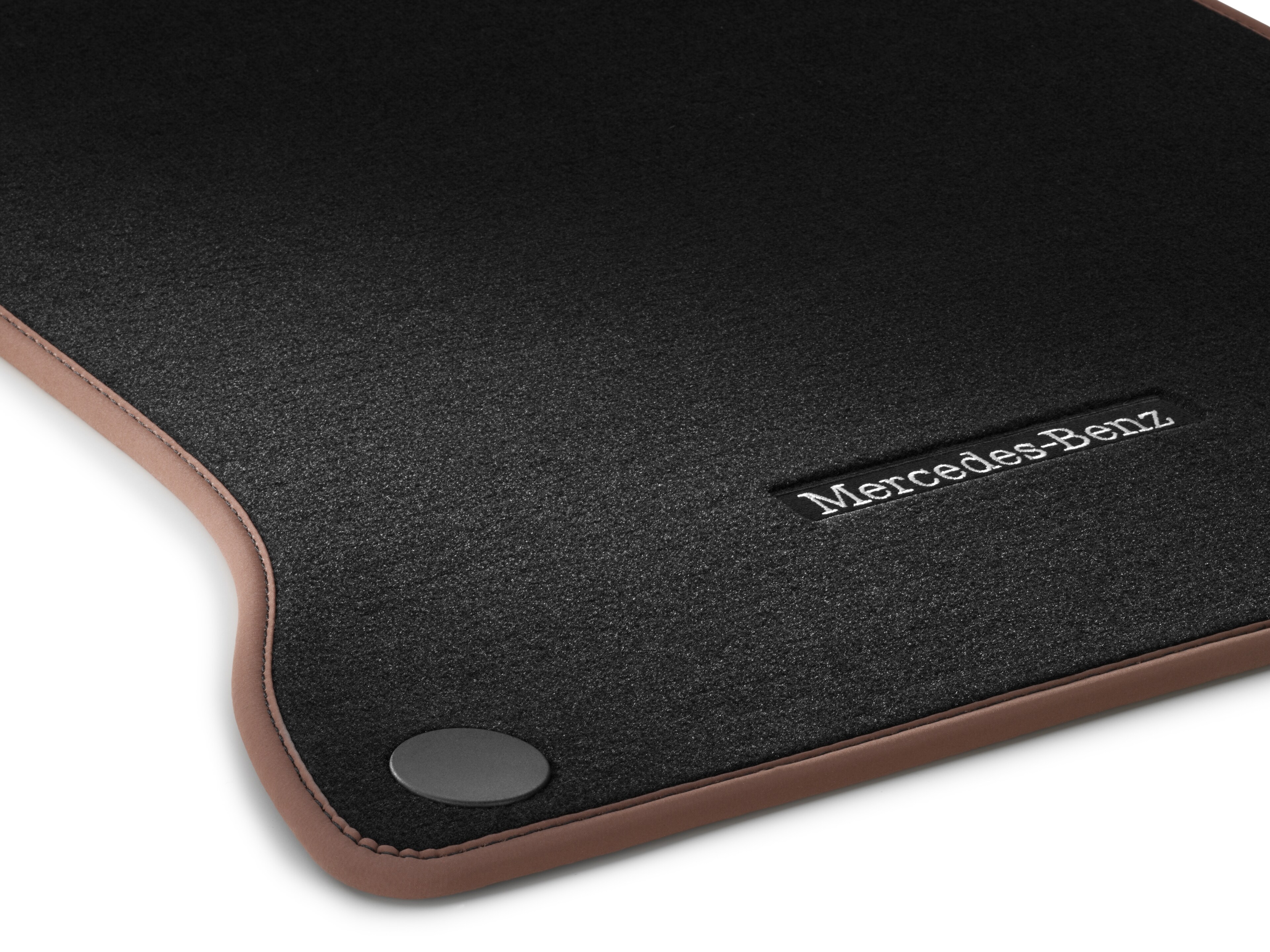 Velour floor mats CLASSIC, Set, Set of 4 - RHD, black / nut brown, Walnut brown edging