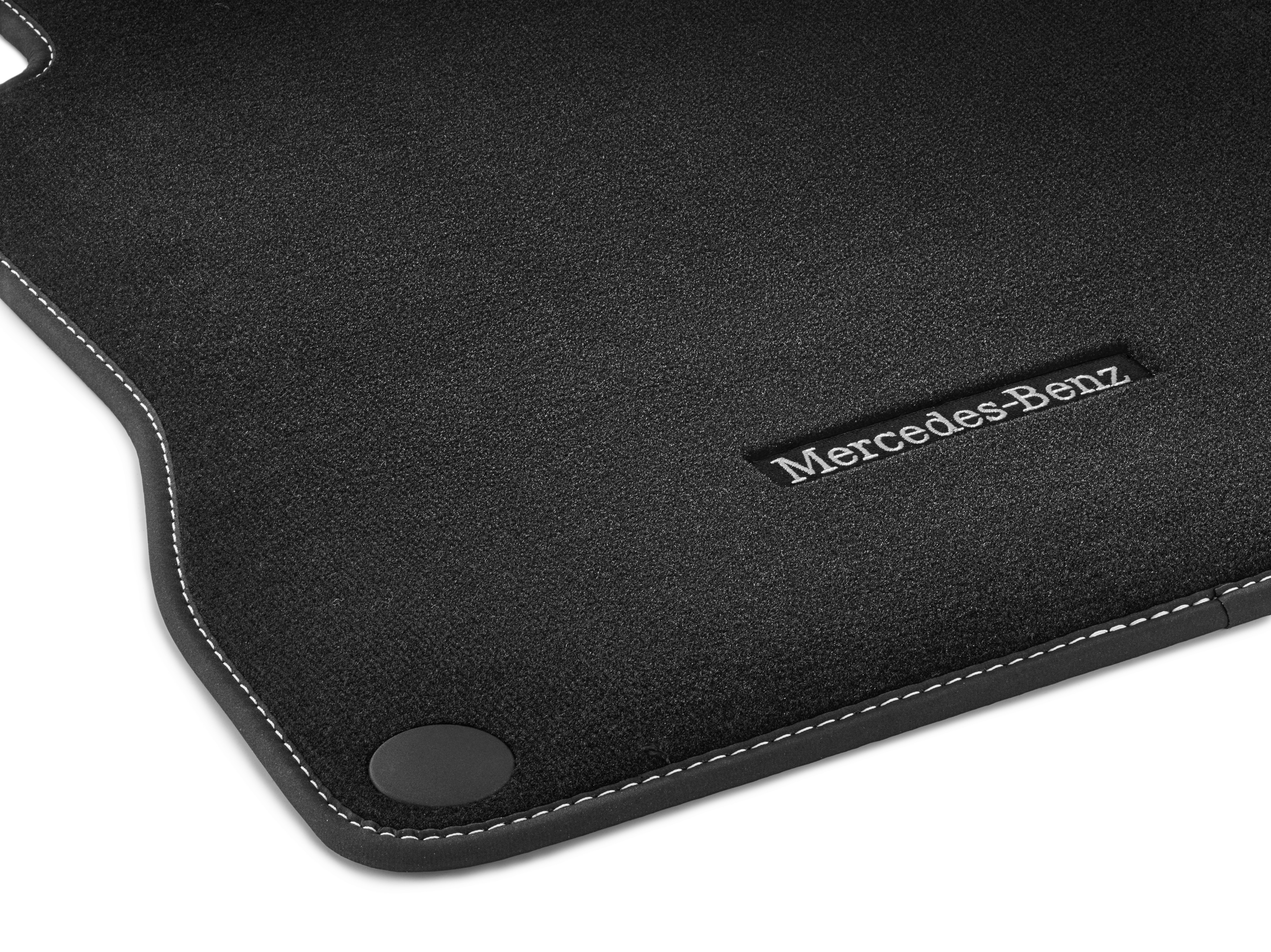 Velour floor mats CLASSIC, Set, Set of 4, Silk beige topstitching - RHD, black