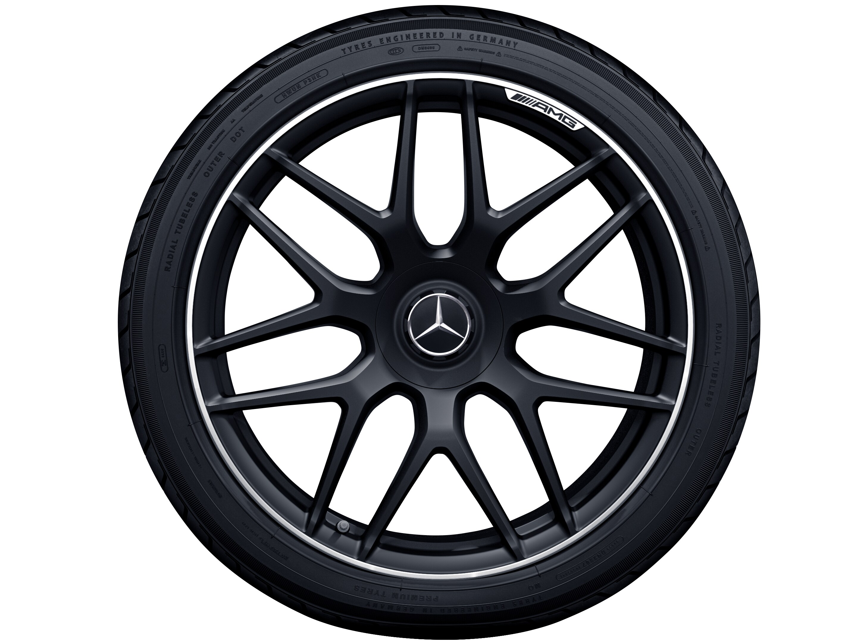 AMG forged wheel in cross-spoke design, 53.3 cm (21-inch), High-sheen rim flange - 10 J x 21 ET 28, matt black