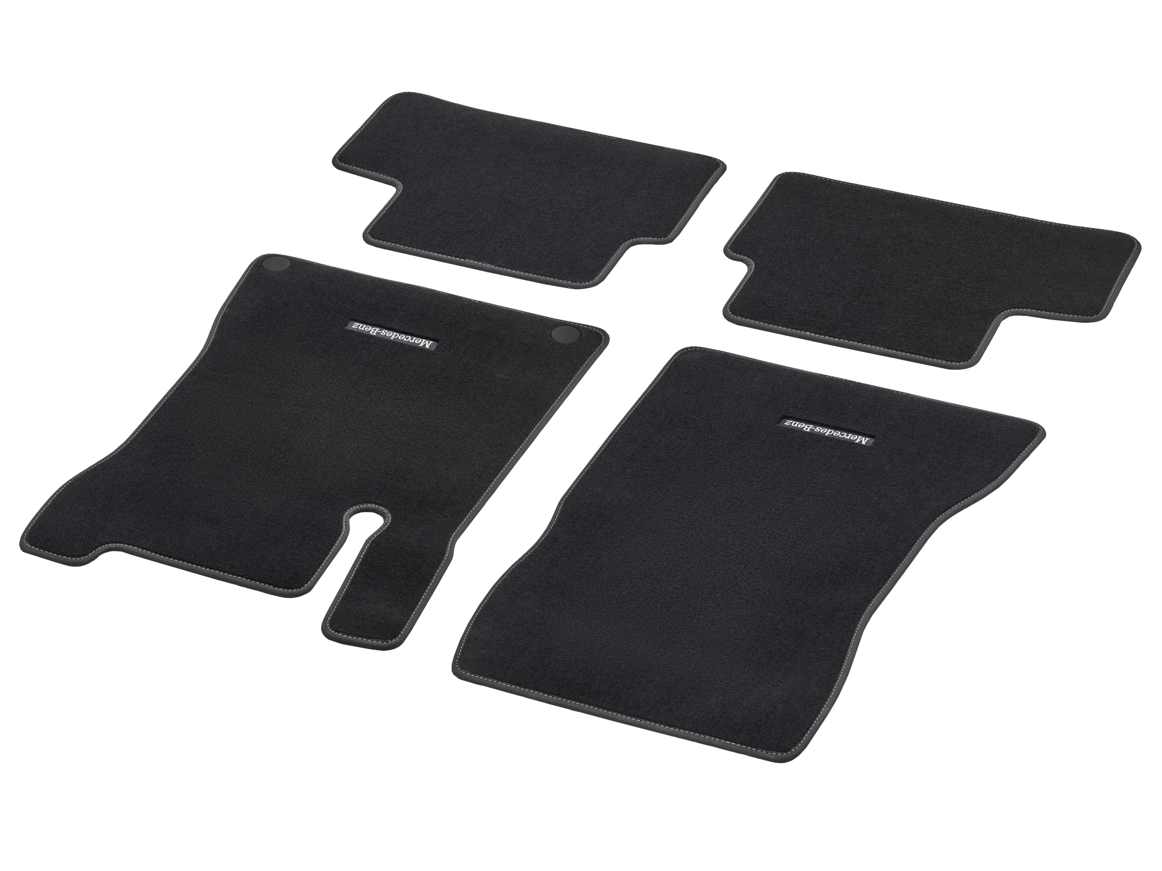 Velour floor mats CLASSIC, Set, Set of 4, Alpaca gray topstitching - RHD, black