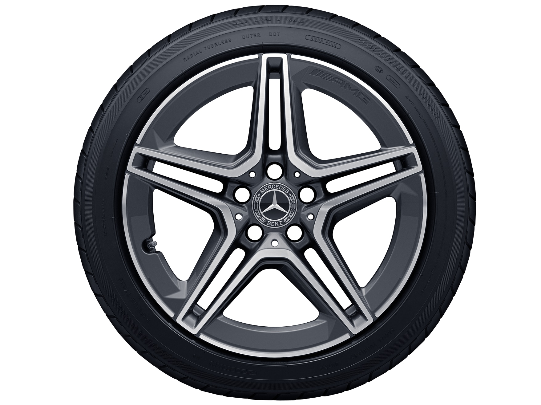 AMG 5-twin-spoke wheel, 45.7 cm (18-inch) - 7,5 J x 18 ET 33, tremolite metallic, high-sheen