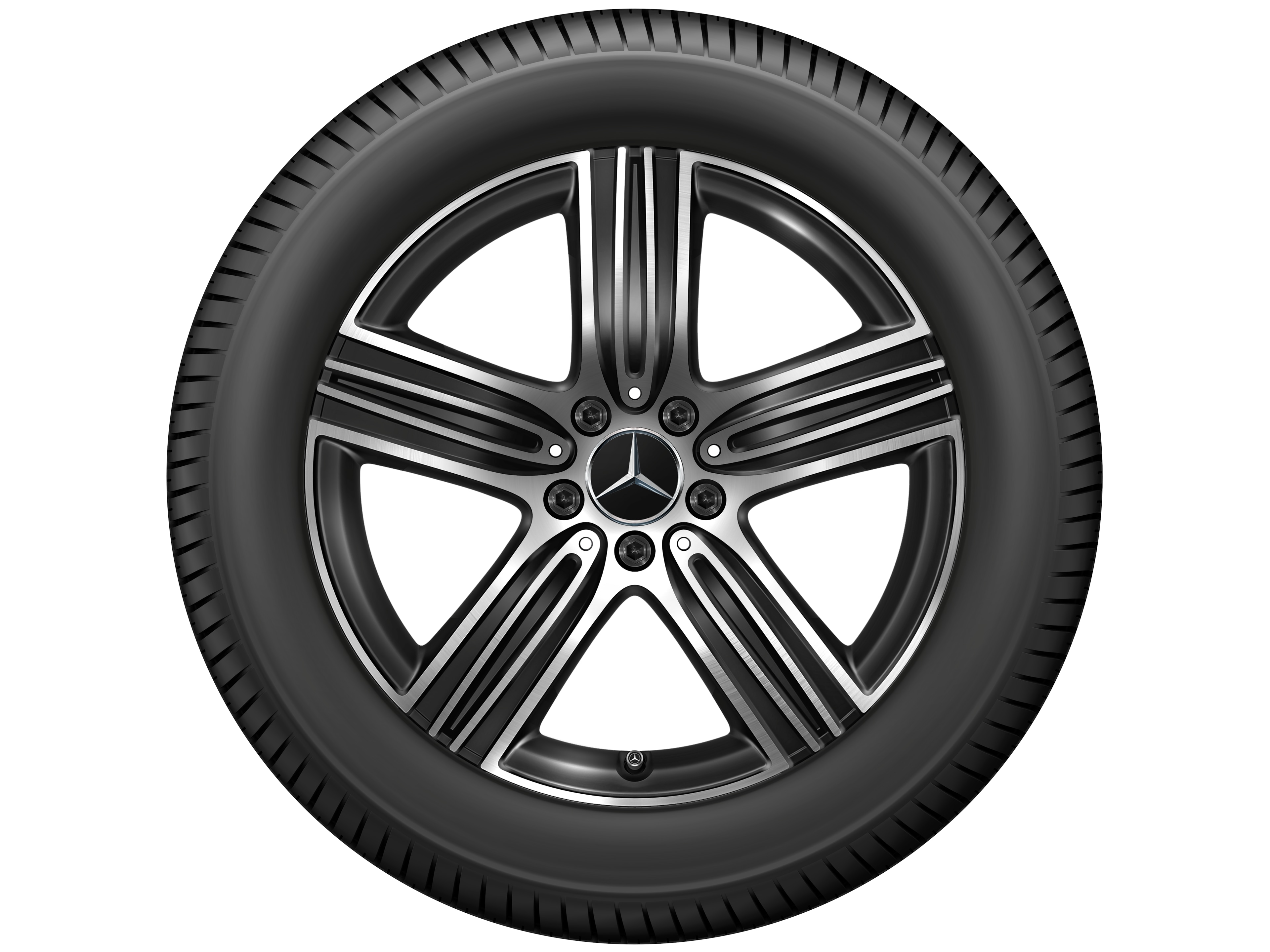 5-spoke wheel, 45.7 cm (18-inch), High-sheen finish, Aerodynamically optimiced - 7,5 J x 18 ET 53, black, high-sheen