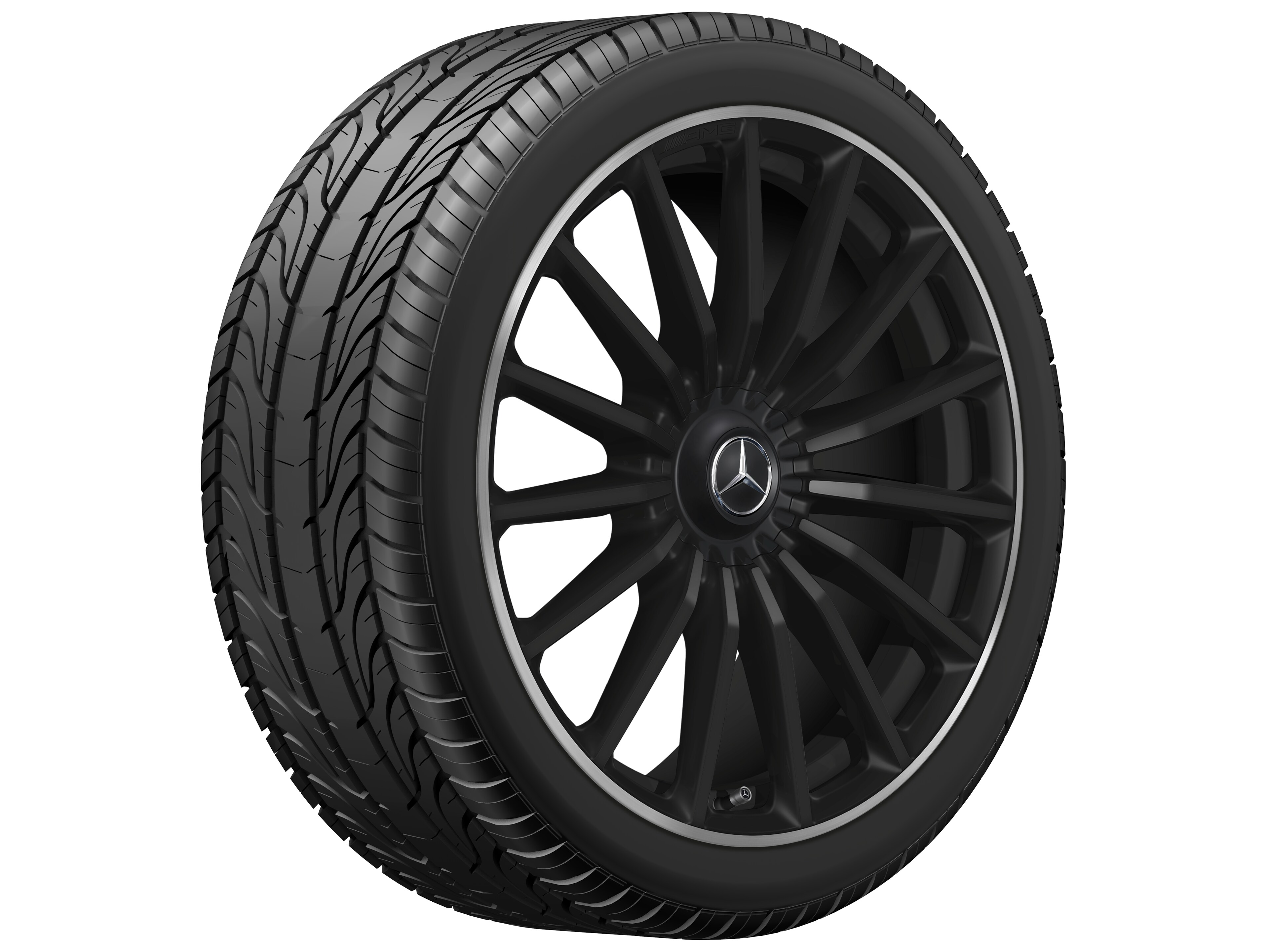 AMG multi-spoke wheel, 55.9 cm (22-inch), High-sheen rim flange - 10 J x 22 ET 45, matt black, high-sheen rim flange