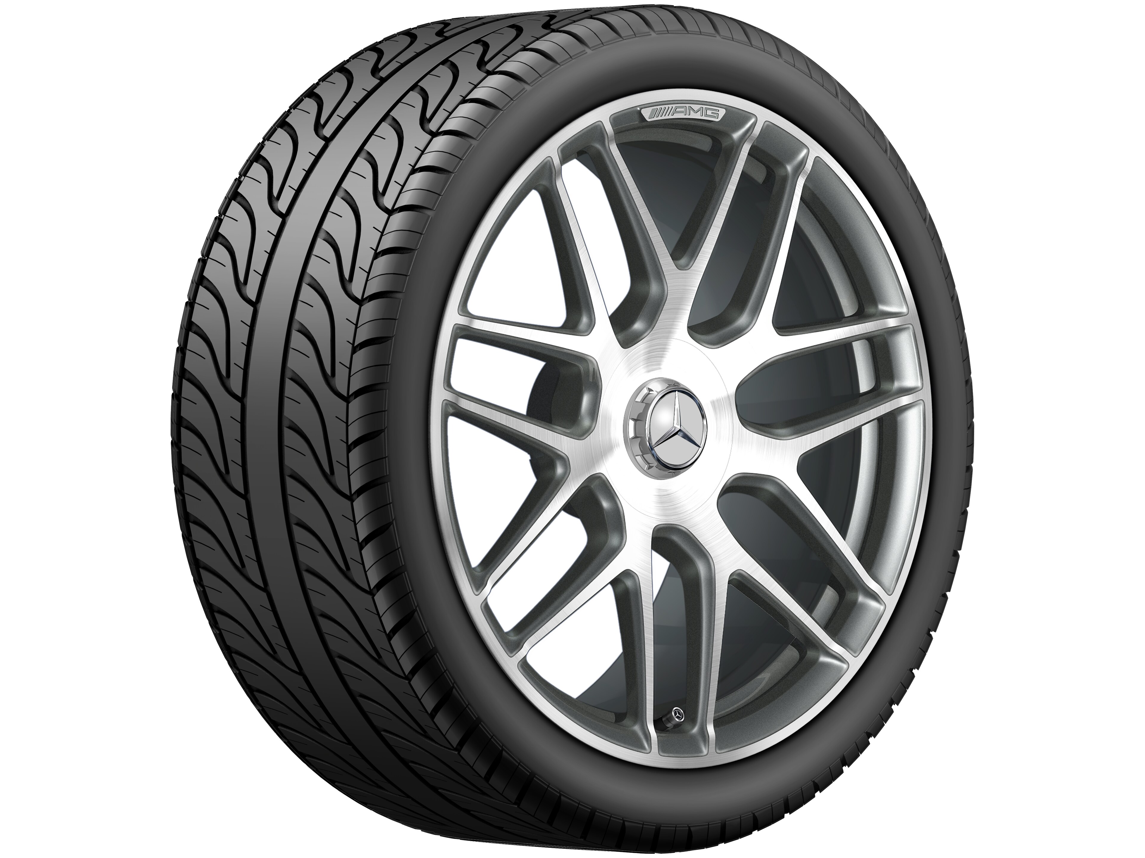 AMG forged wheel in cross-spoke design, 50.8 cm (20-inch) - 9,5 J x 20 ET 25, titanium grey, high-sheen
