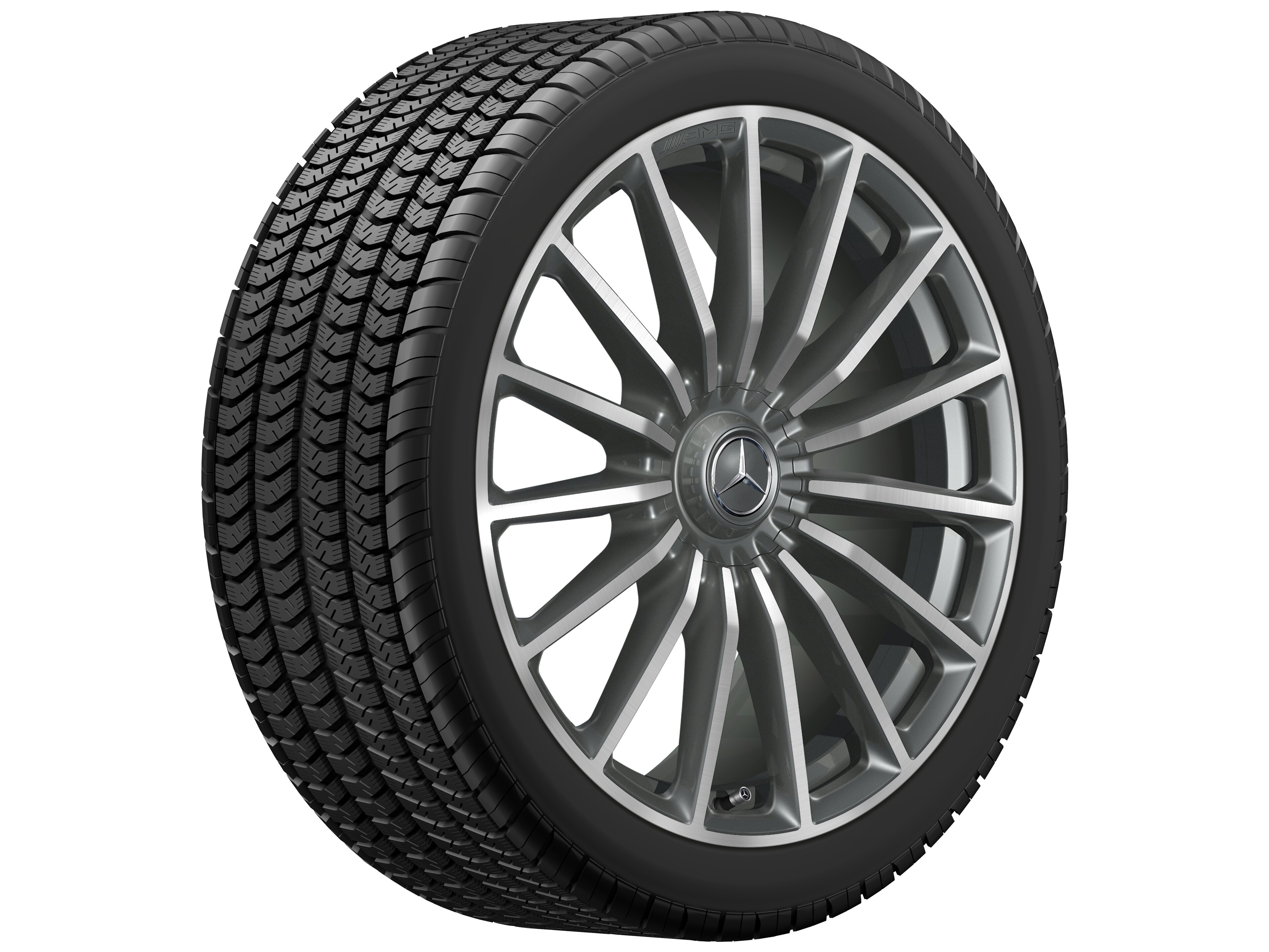 AMG multi-spoke wheel, 55.9 cm (22-inch), High-sheen rim flange - 11,5 J x 22 ET 47, titanium grey, high-sheen rim flange