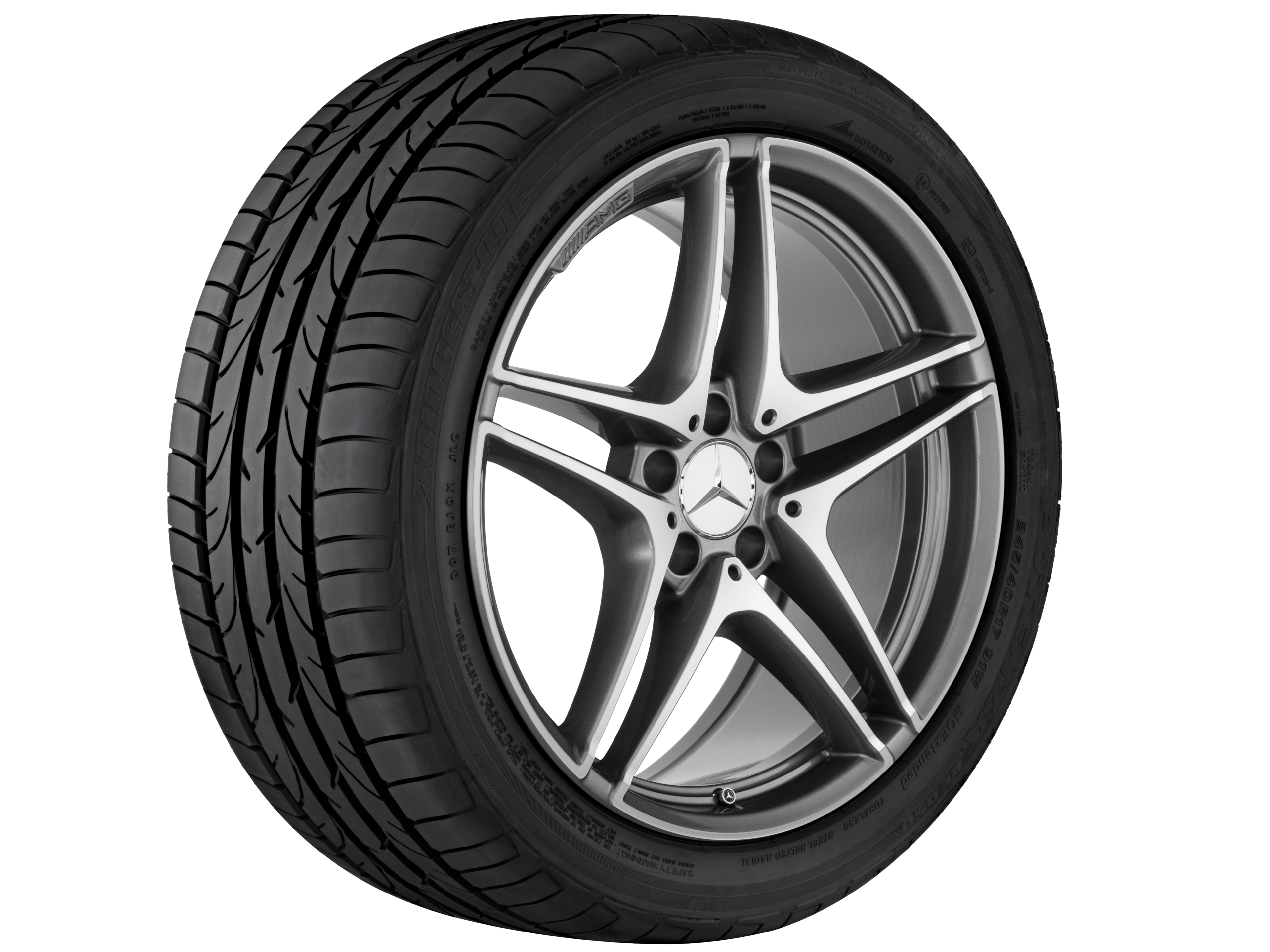 AMG 5-twin-spoke wheel, 48.3 cm (19-inch) - 8,5 J x 19 ET 38, titanium grey, high-sheen
