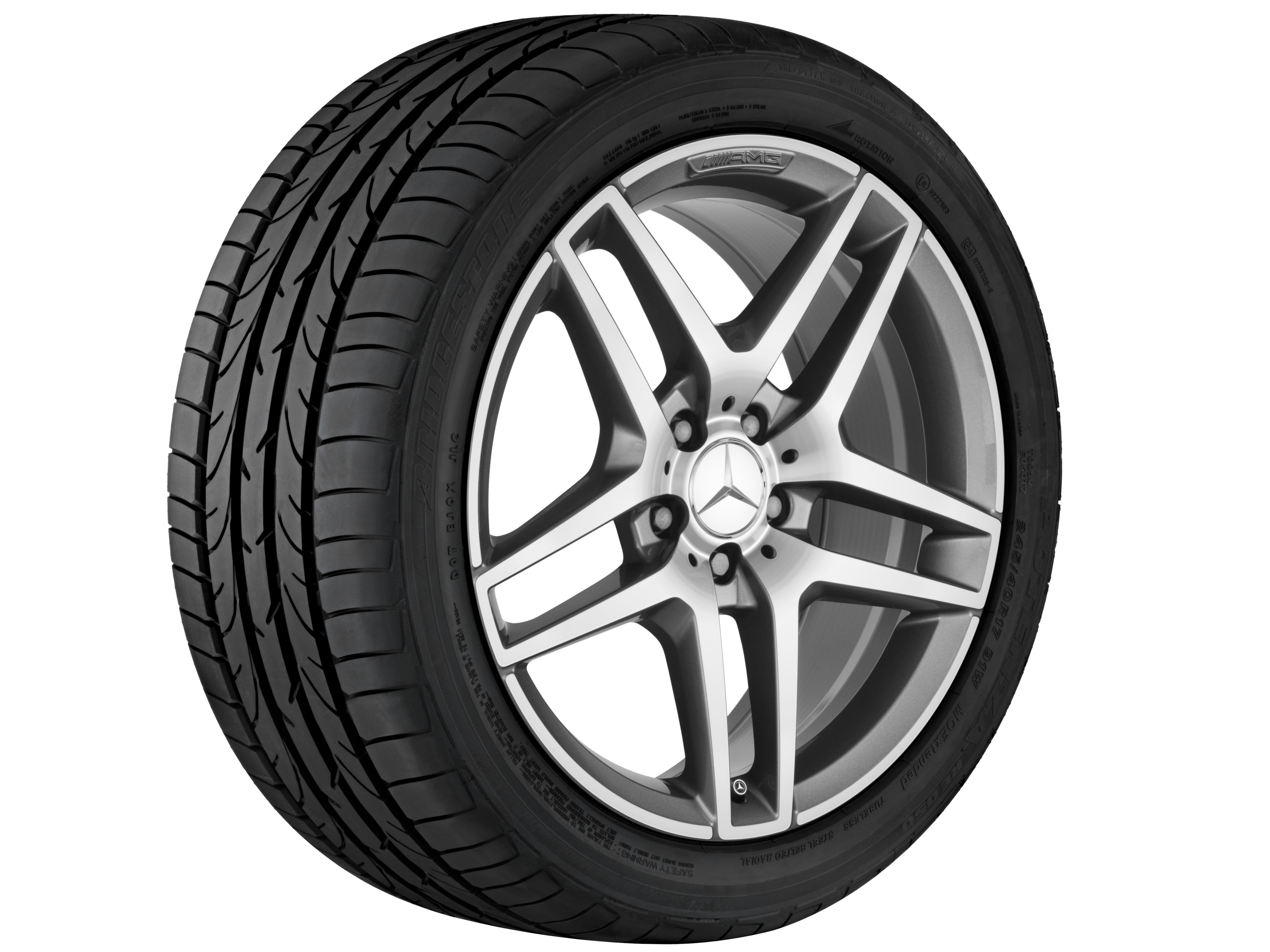 AMG 5-twin-spoke wheel, 48.3 cm (19-inch) - 9,5 J x 19 ET 38, titanium grey, high-sheen