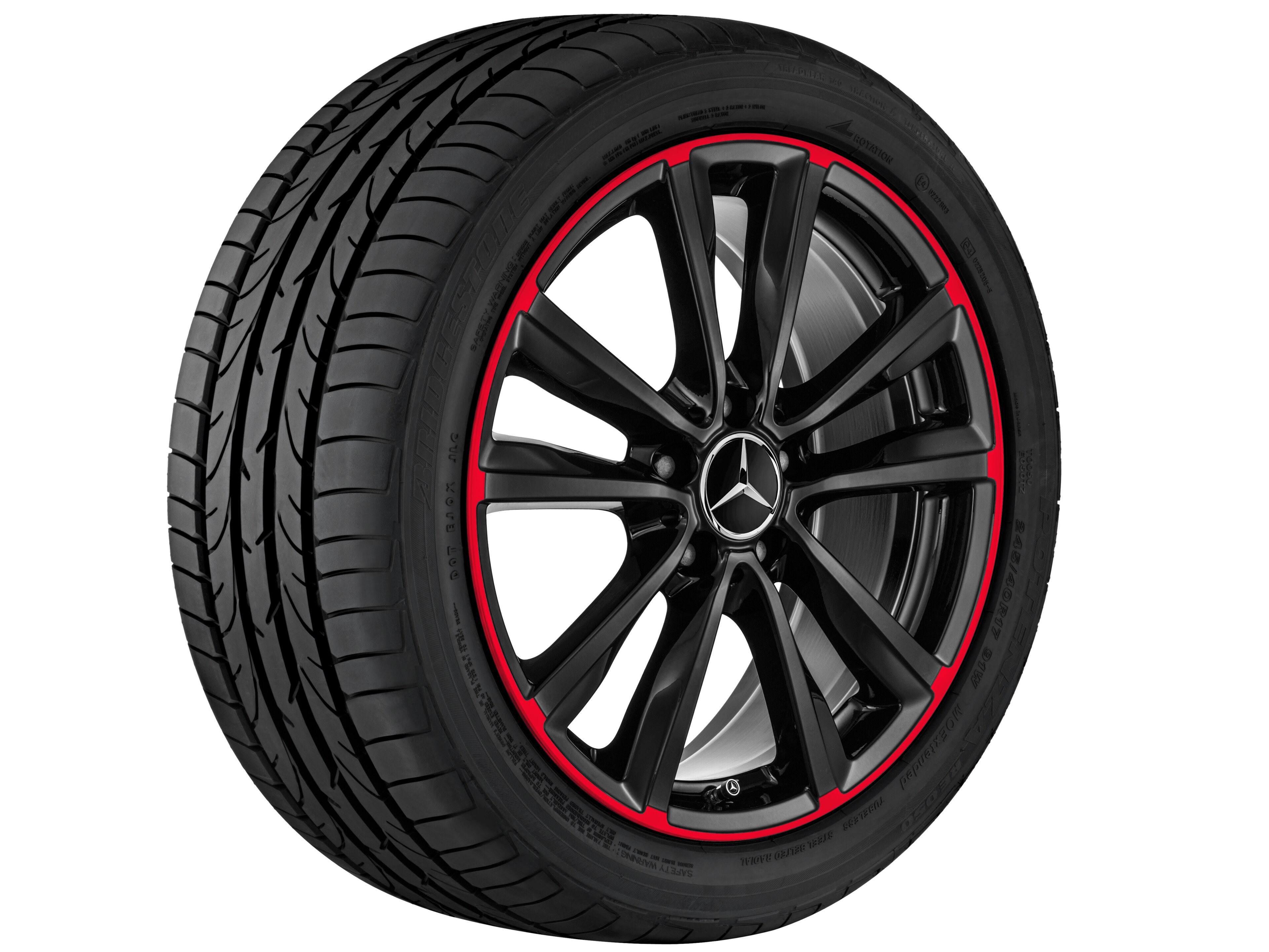 5-twin-spoke wheel, 45.7 cm (18-inch), Rim flange, red - 7,5 J x 18 ET 52, black