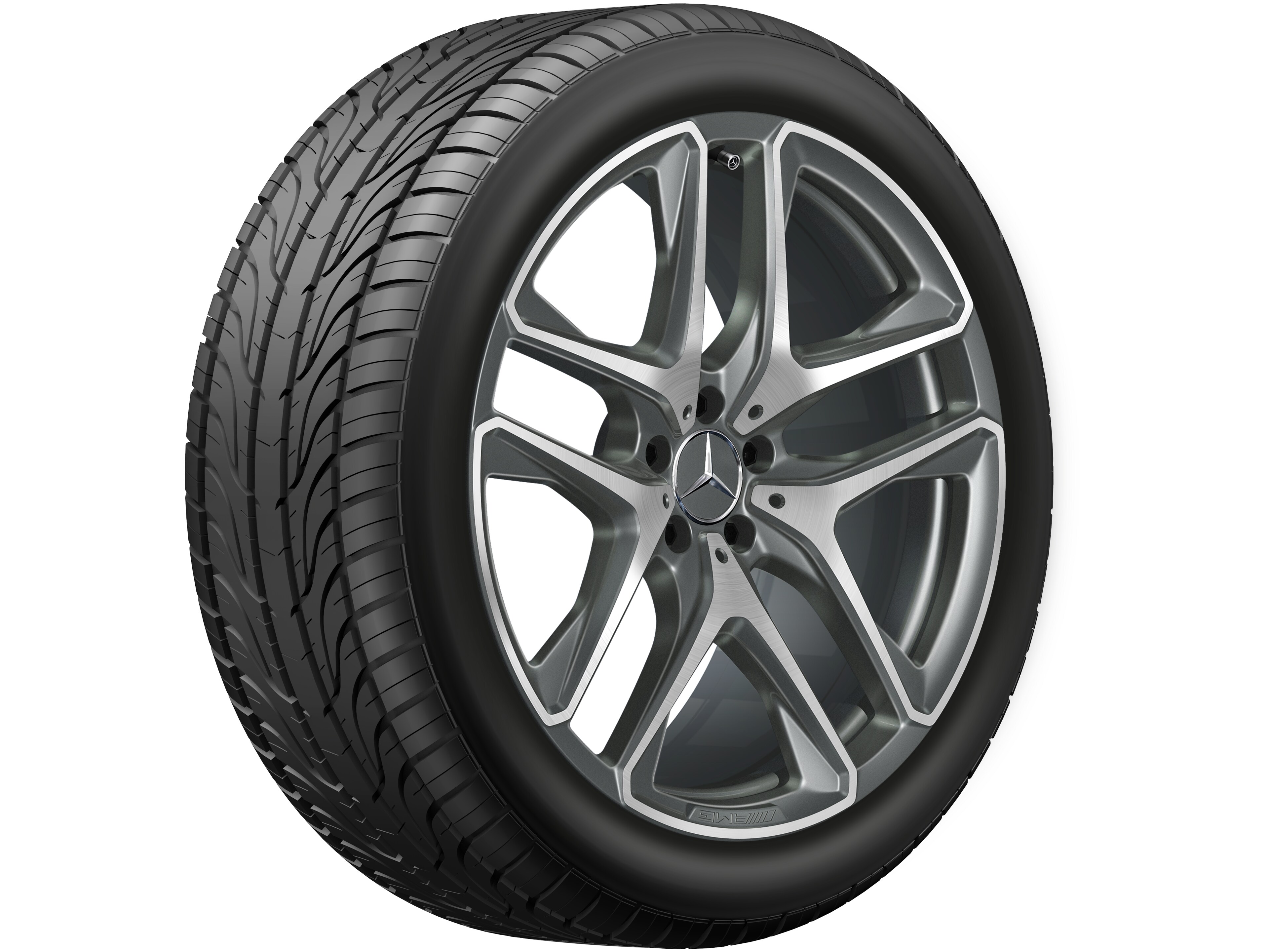 AMG 5-twin-spoke wheel, 53.3 cm (21-inch) - 11 J x 21 ET 47, titanium grey, high-sheen