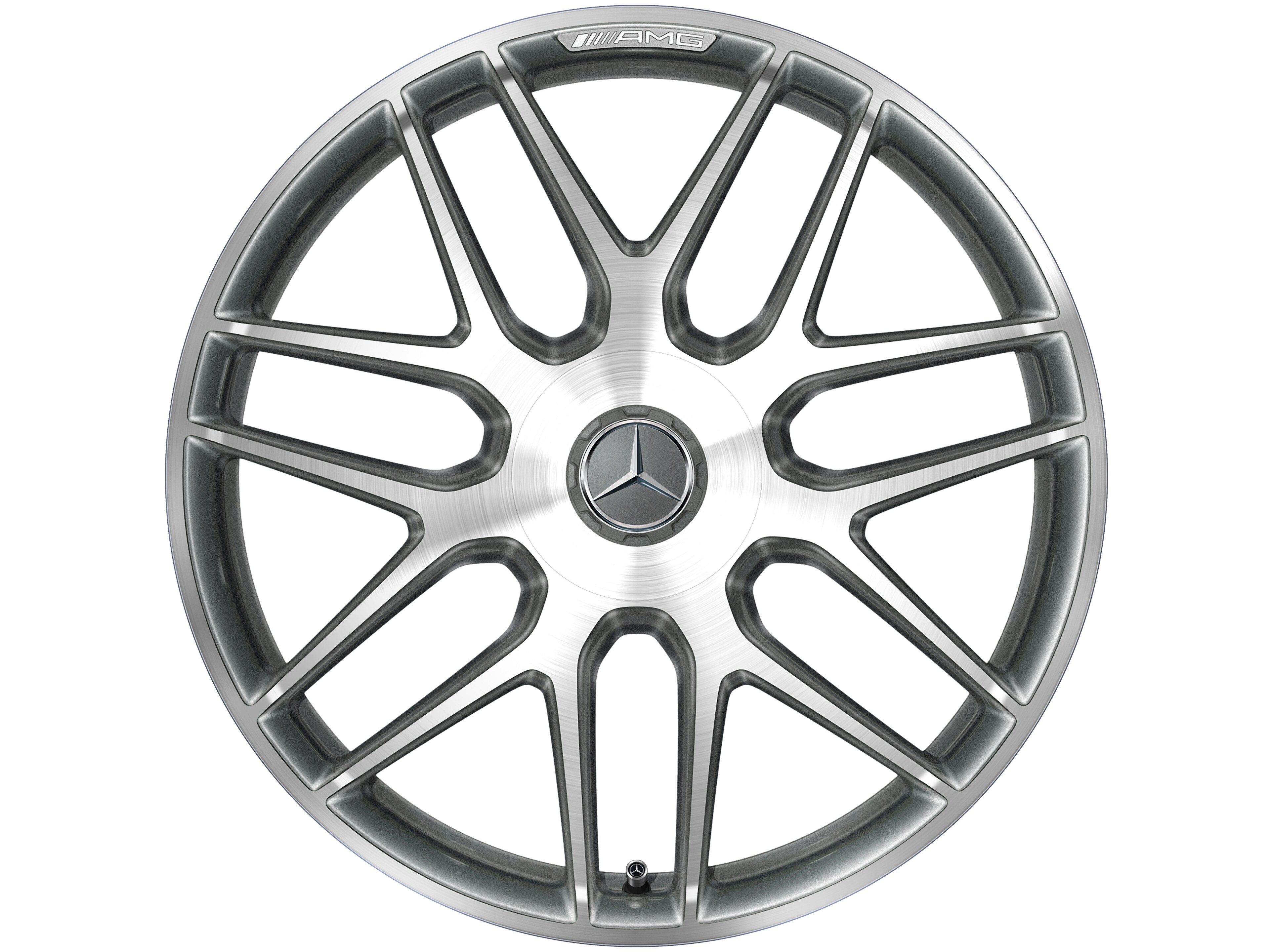 AMG forged wheel in cross-spoke design, 50.8 cm (20-inch) - 9,5 J x 20 ET 25, titanium grey, high-sheen