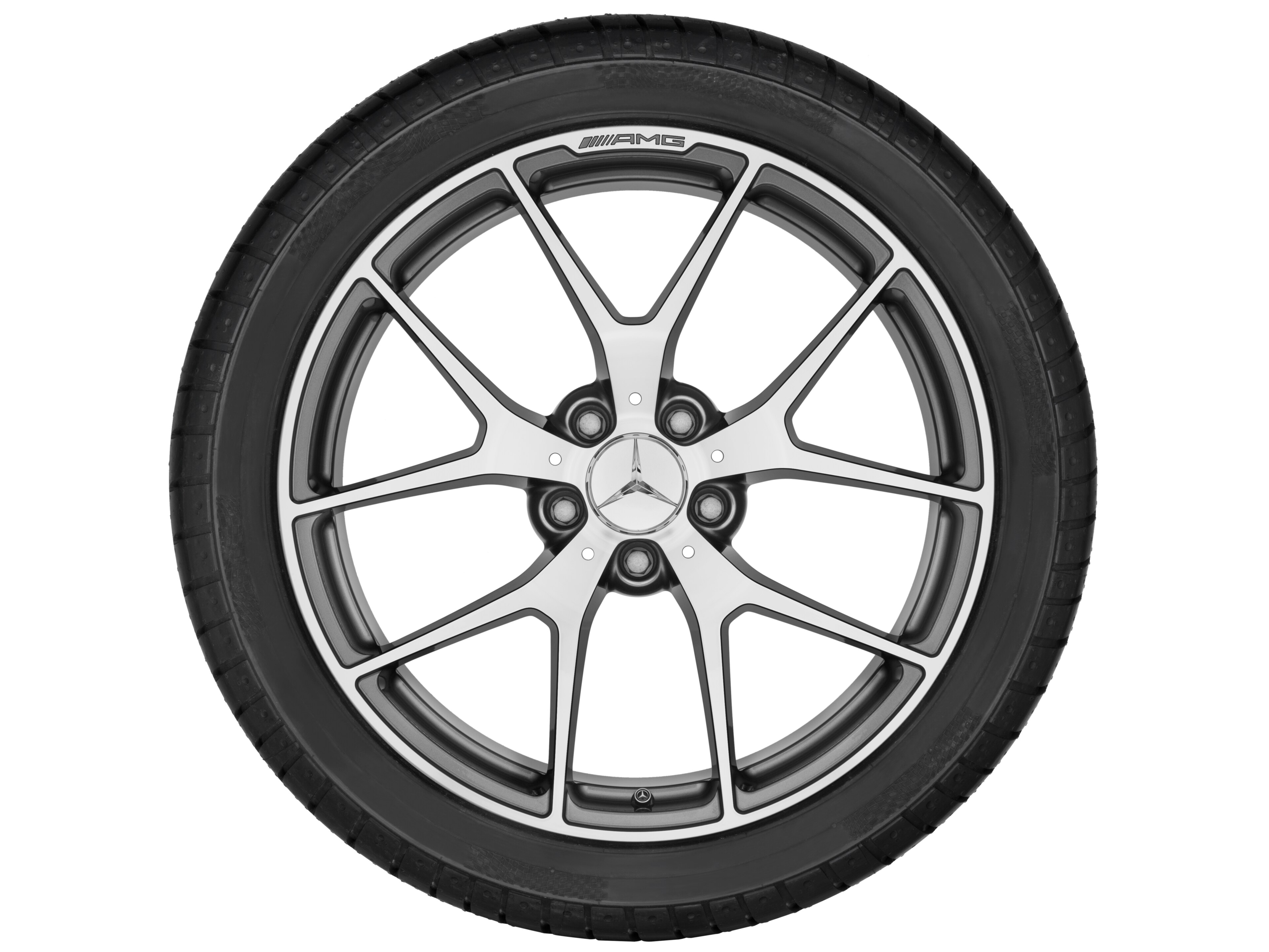 AMG forged wheel in cross-spoke design, 48.3 cm (19-inch) - 8 J x 19 ET 45, titanium grey, high-sheen