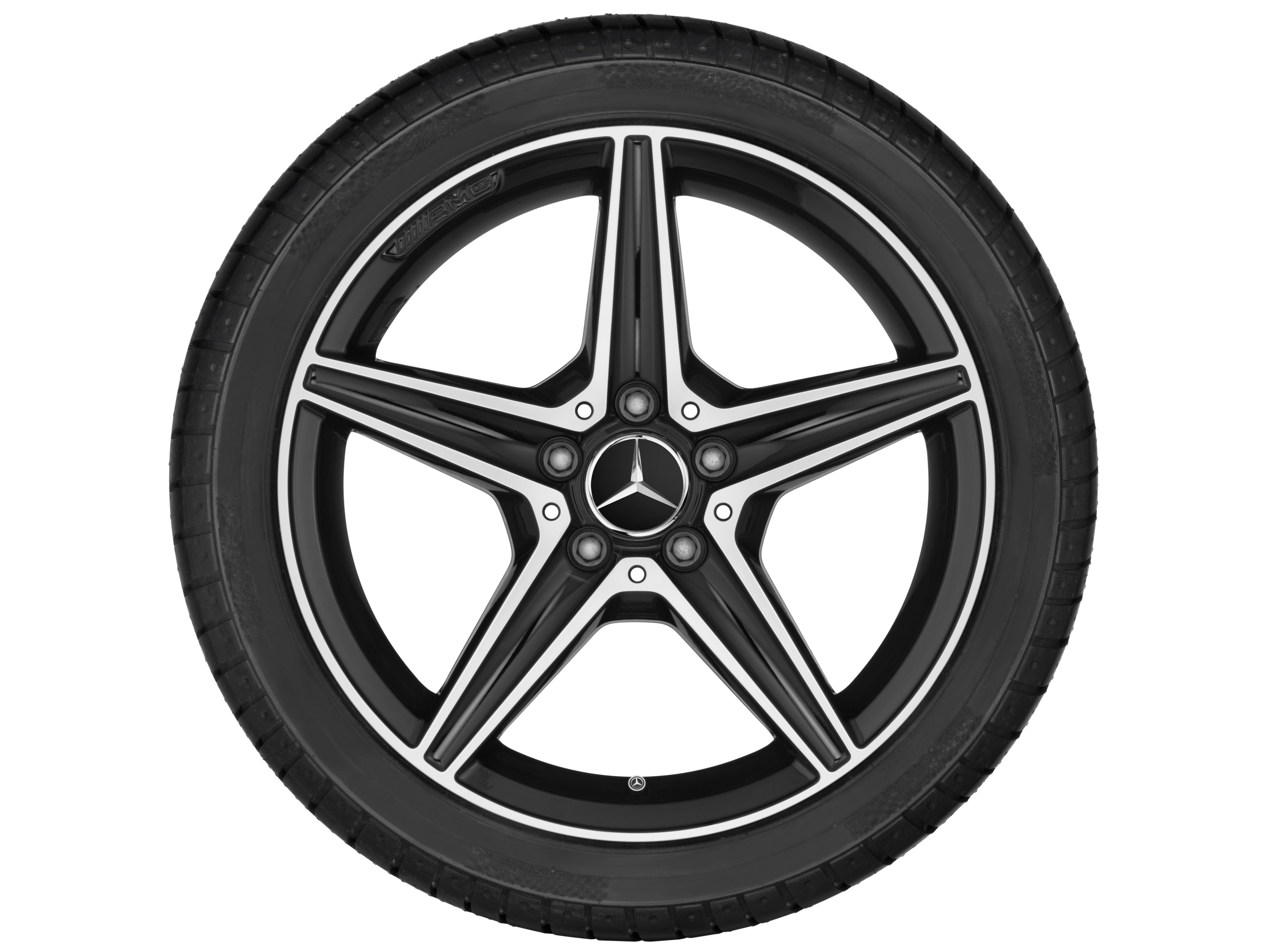 AMG 5-spoke wheel, 45.7 cm (18-inch) - 7,5 J x 18 ET 44, black, high-sheen