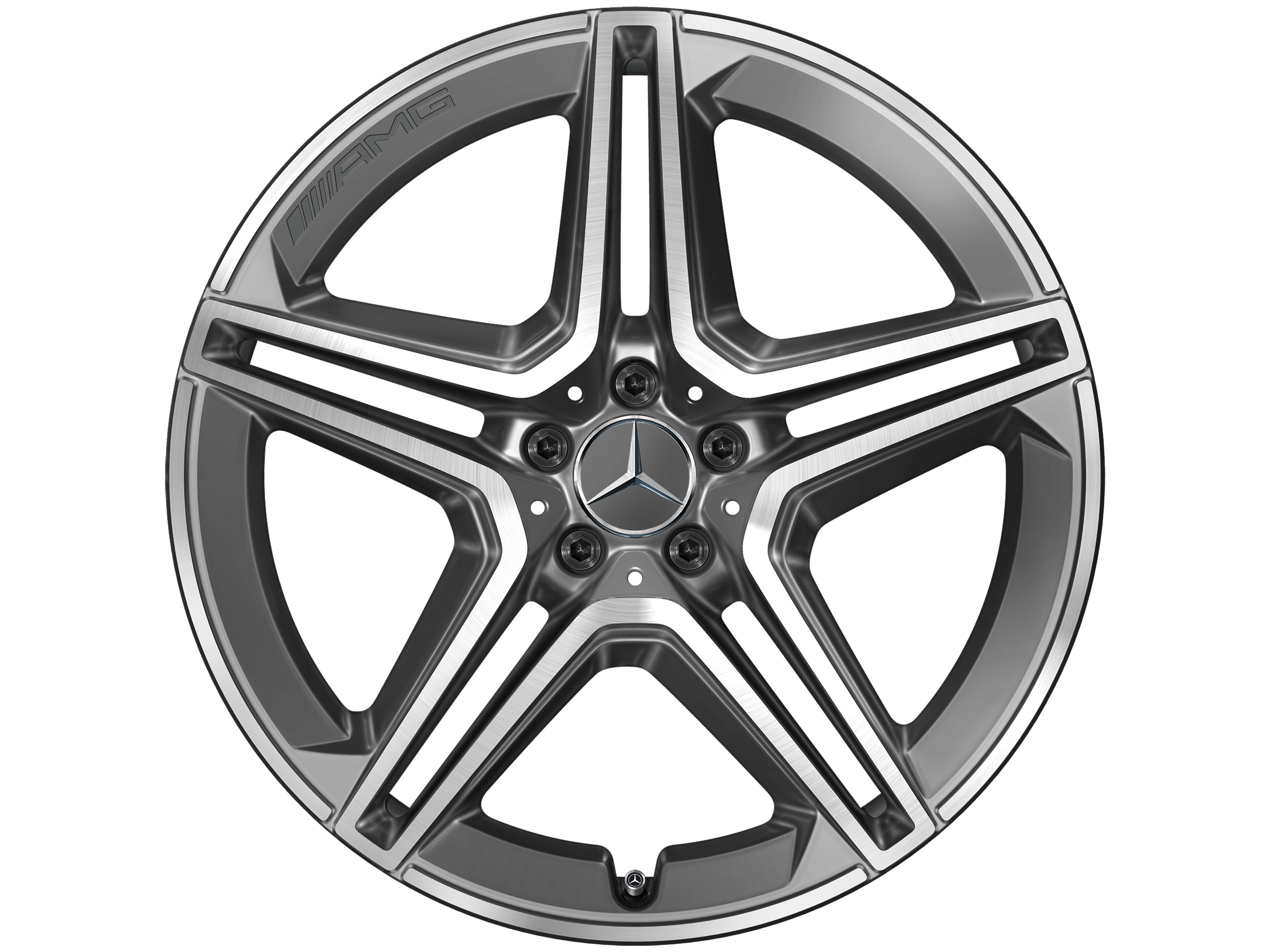 AMG 5-twin-spoke wheel, 53.3 cm (21-inch) - 10 J x 21 ET 44, tantalite grey, high-sheen