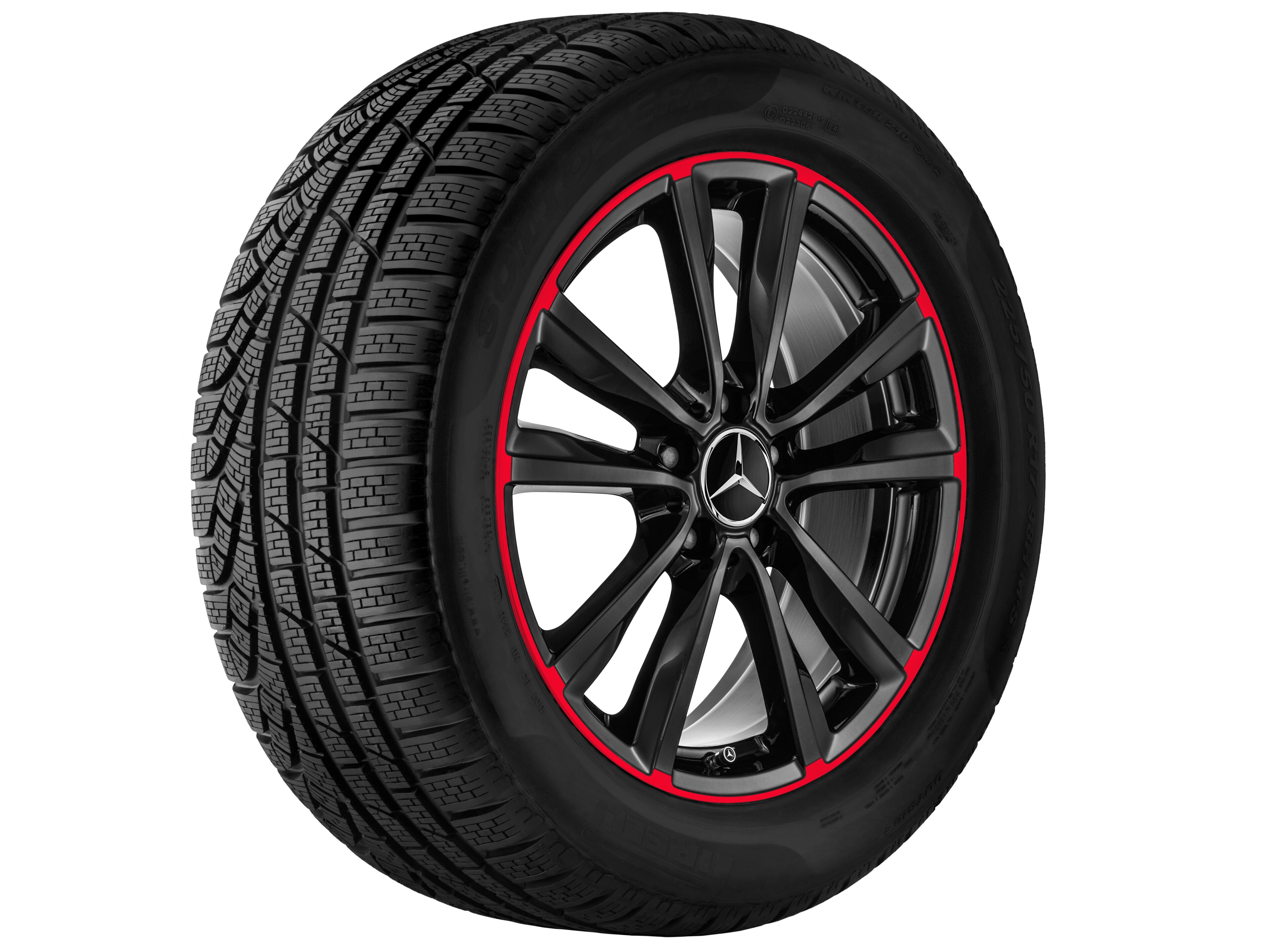 5-twin-spoke wheel, 45.7 cm (18-inch), Rim flange, red - 7,5 J x 18 ET 52, black