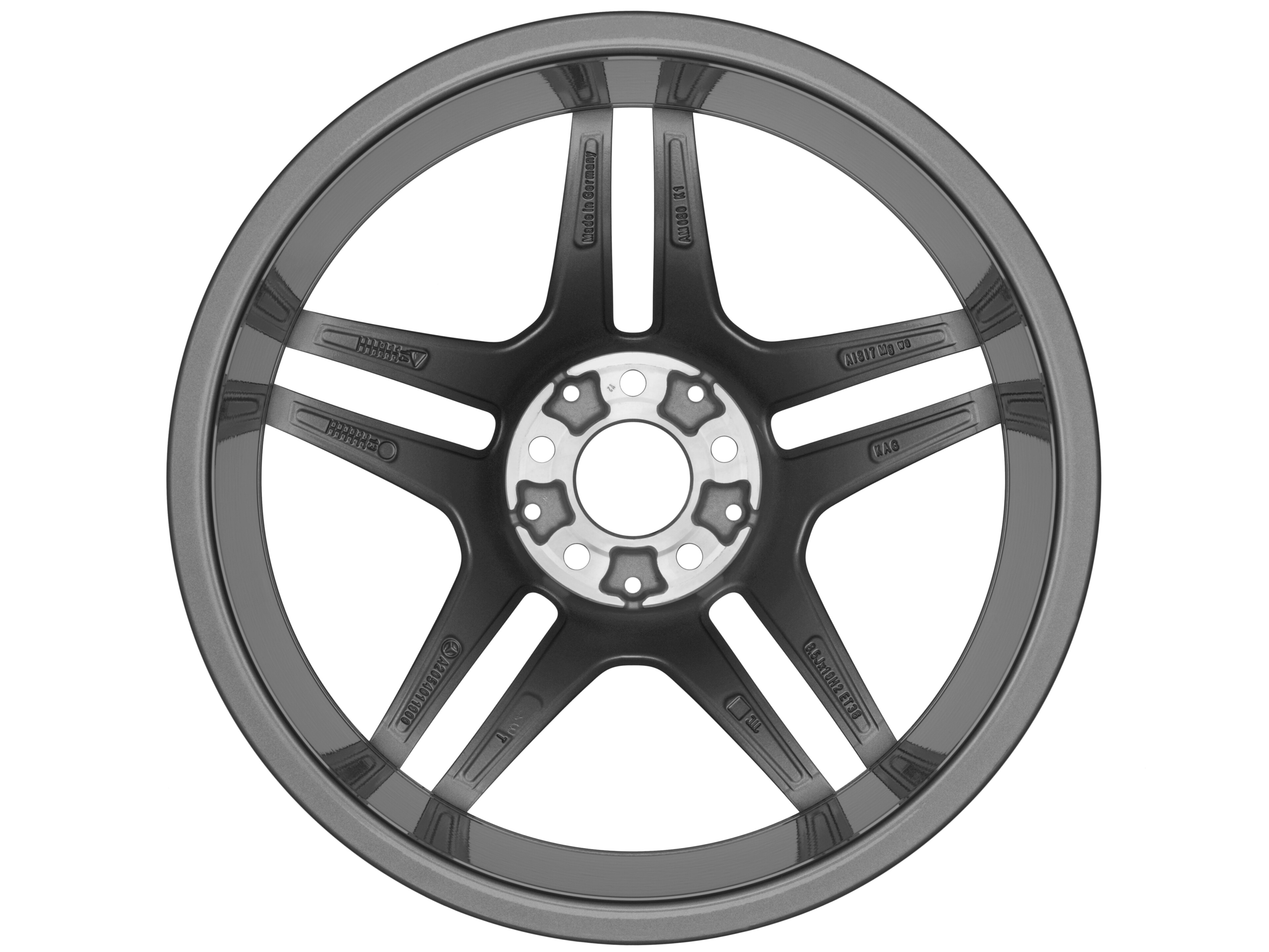 AMG 5-twin-spoke wheel, 48.3 cm (19-inch) - 8,5 J x 19 ET 38, titanium grey, high-sheen