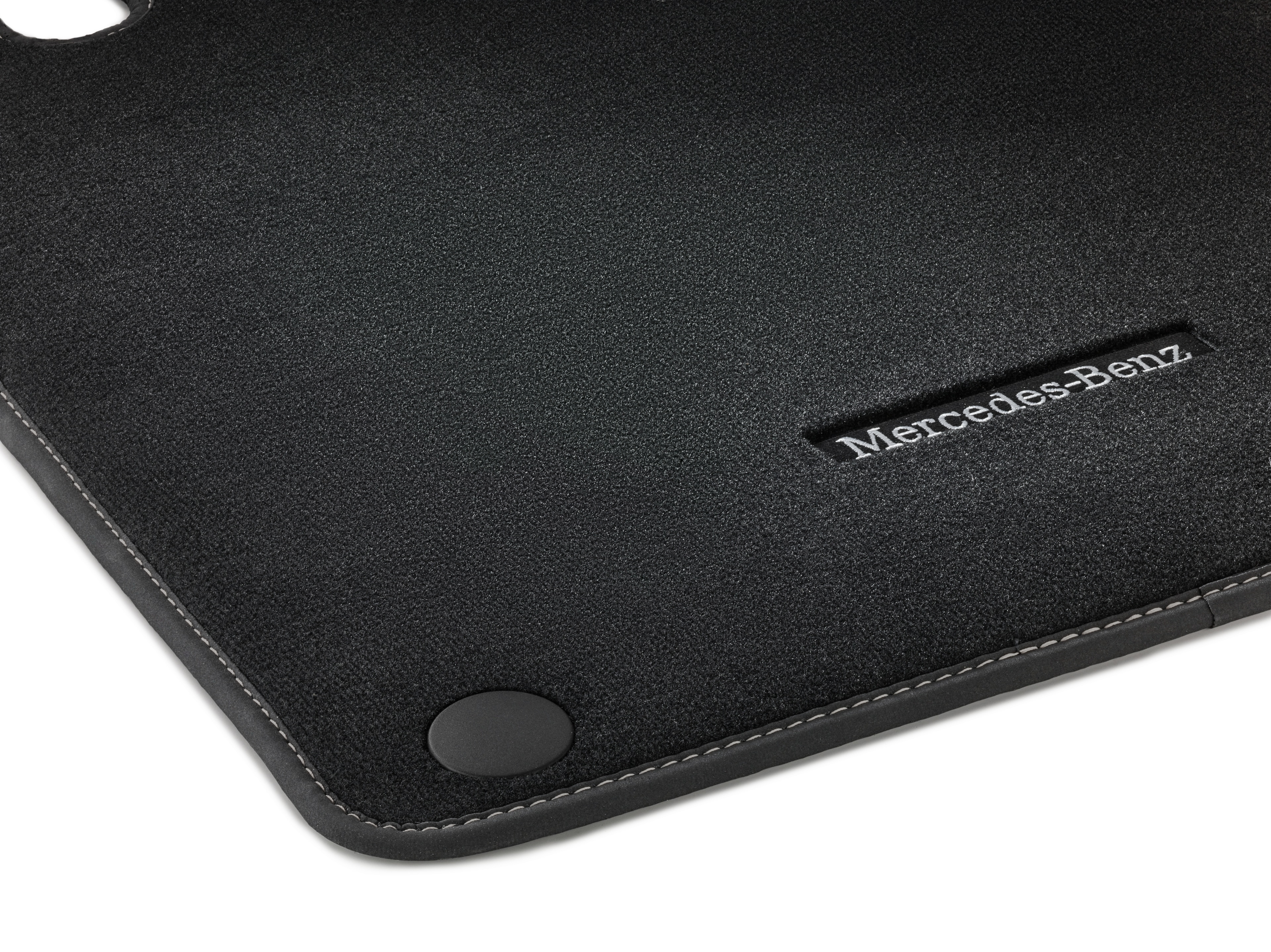 Velour floor mats CLASSIC, Set, Set of 4, Alpaca gray topstitching - RHD, black