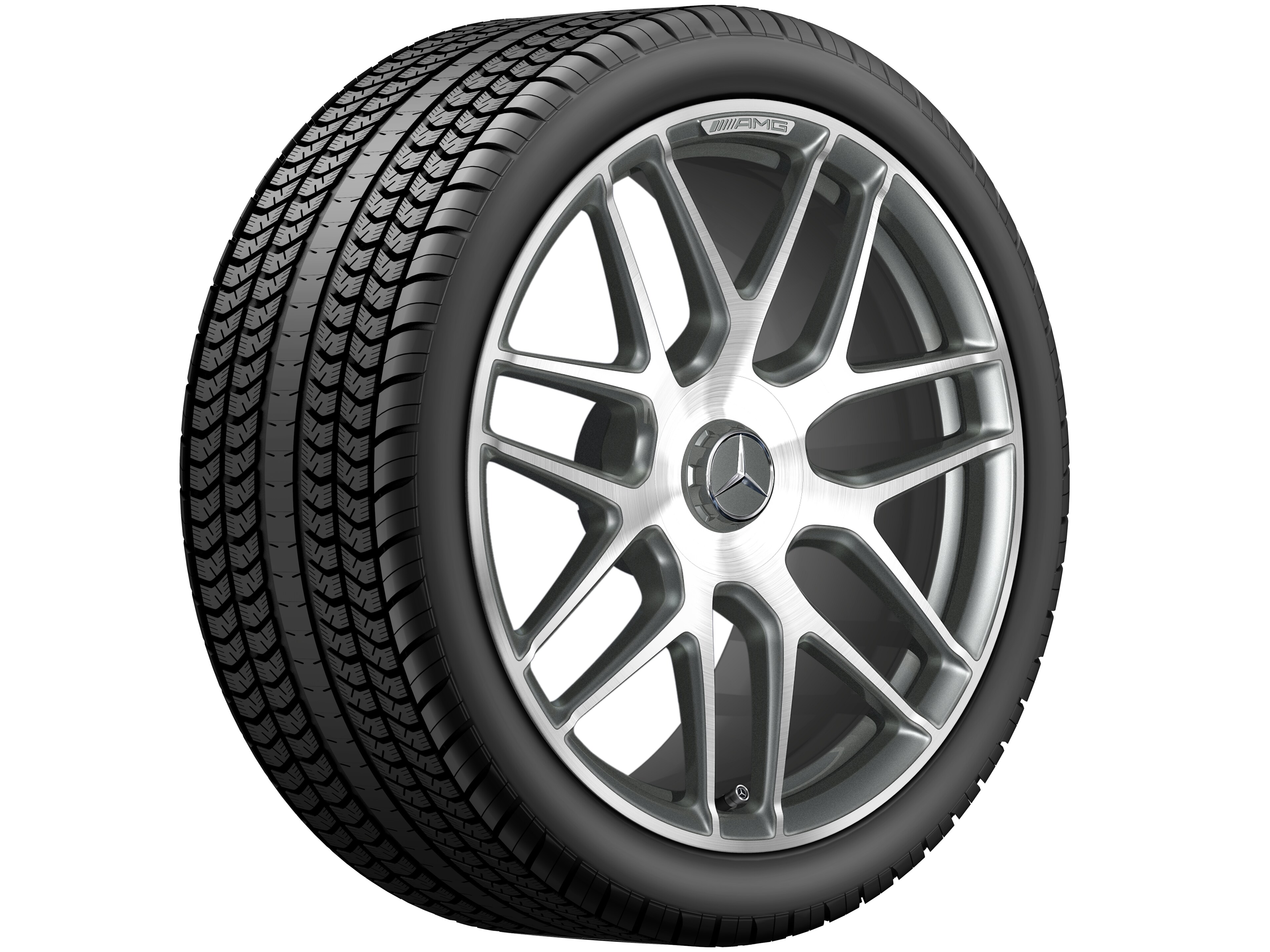 AMG forged wheel in cross-spoke design, 50.8 cm (20-inch) - 9,5 J x 20 ET 25, titanium grey, high-sheen