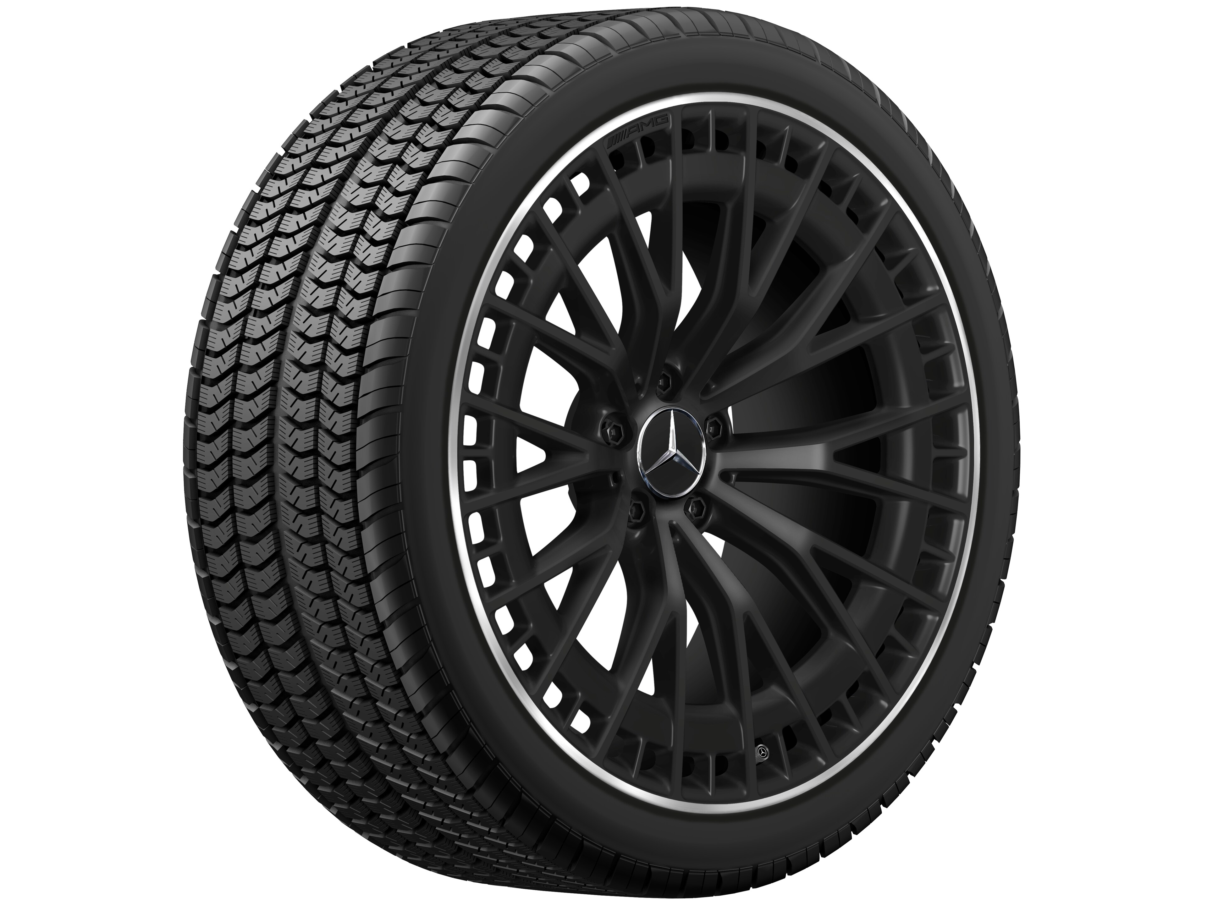 AMG multi-spoke wheel, 53.3 cm (21-inch), High-sheen rim flange - 9,5 J x 21 ET 32, matt black, high-sheen rim flange